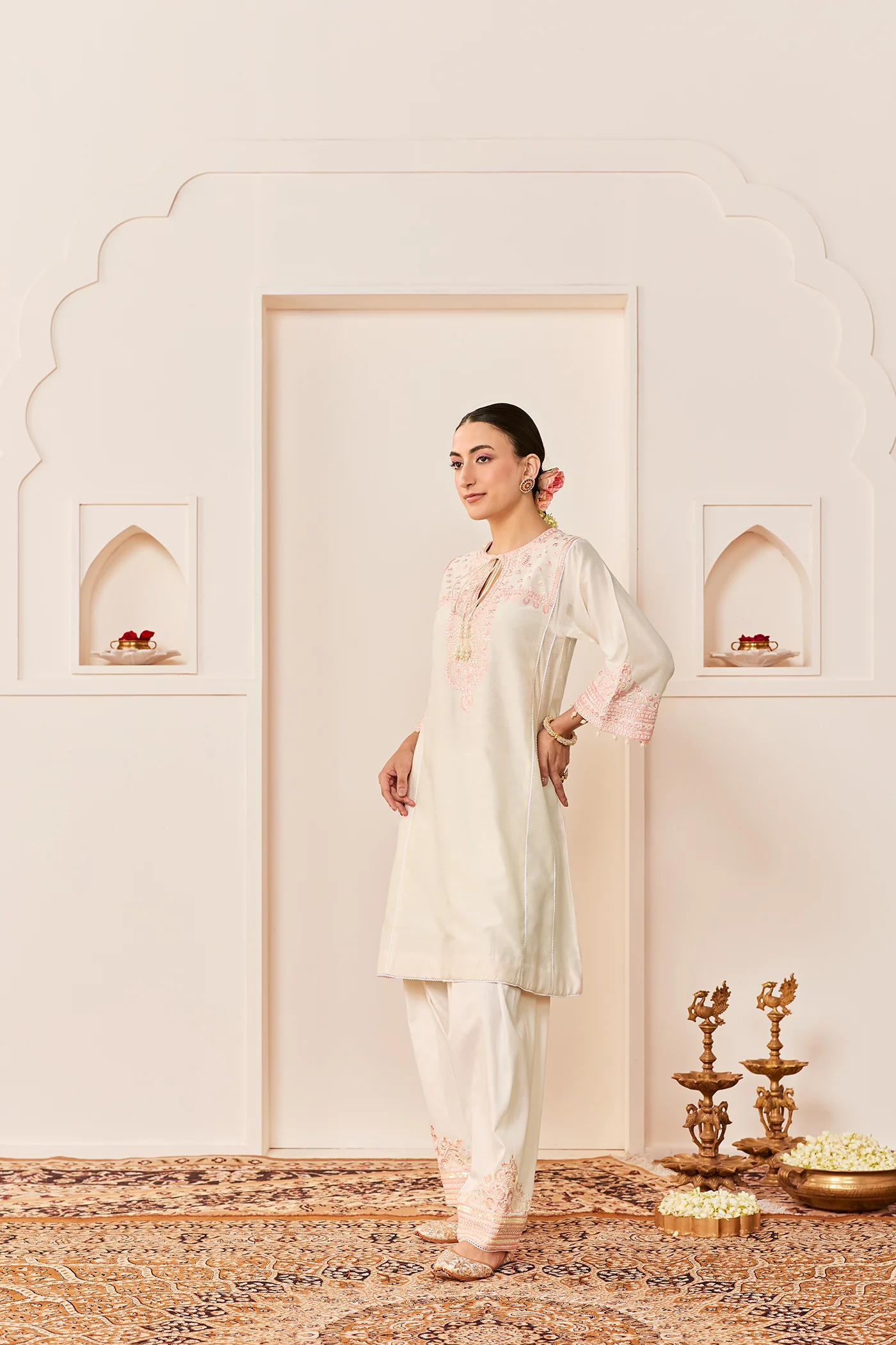 ARSHIYA - DAISY IVORY WITH PINK CHOGA WITH SALWAR - Image 2