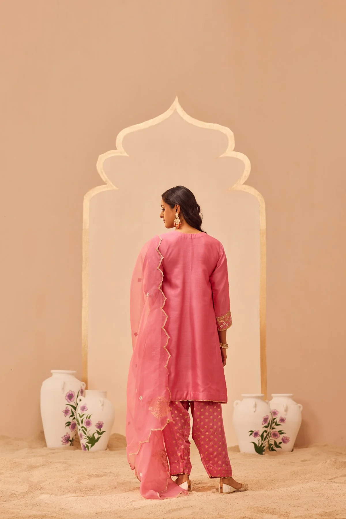 Aymra - Flamingo Pink Kurta Set - Image 3
