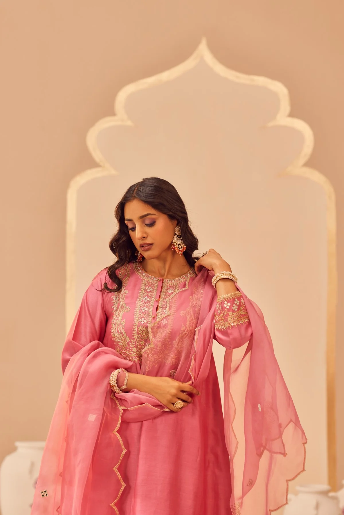 Aymra - Flamingo Pink Kurta Set - Image 4