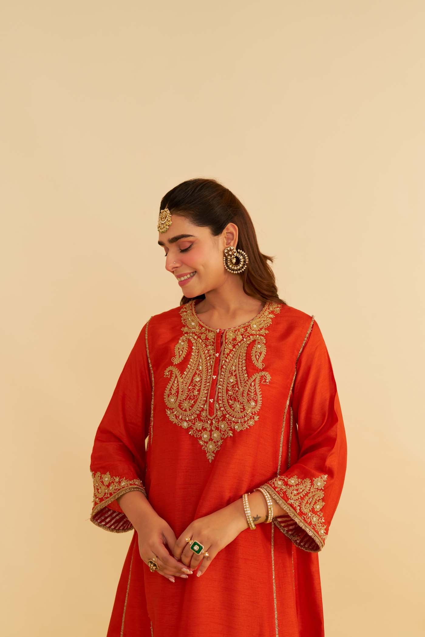 AYRA - BURNT ORANGE SHORT CHAUGA WITH SALWAR - Image 3