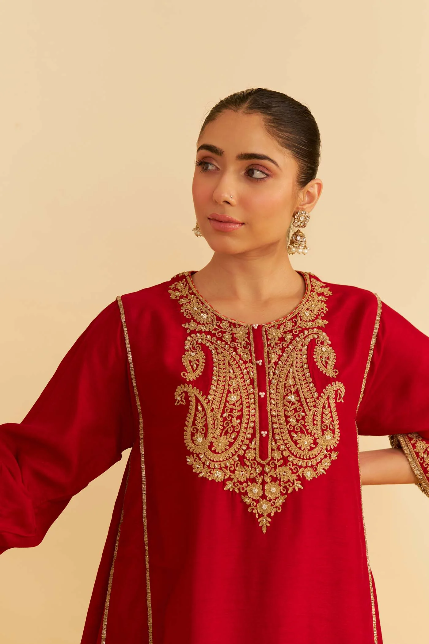 AYRA - DEEP RED SHORT CHAUGA WITH SALWAR - Image 5