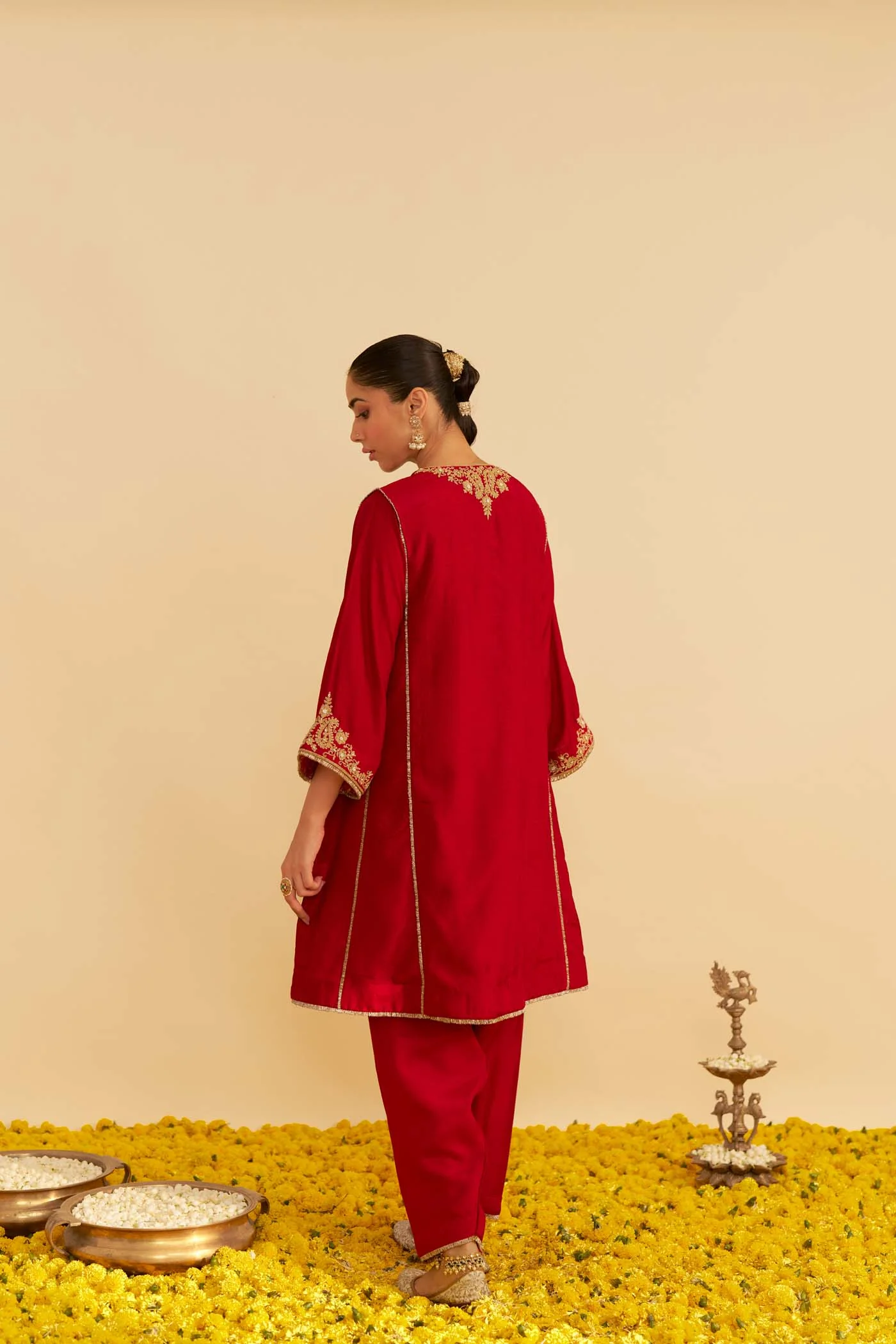 AYRA - DEEP RED SHORT CHAUGA WITH SALWAR - Image 6
