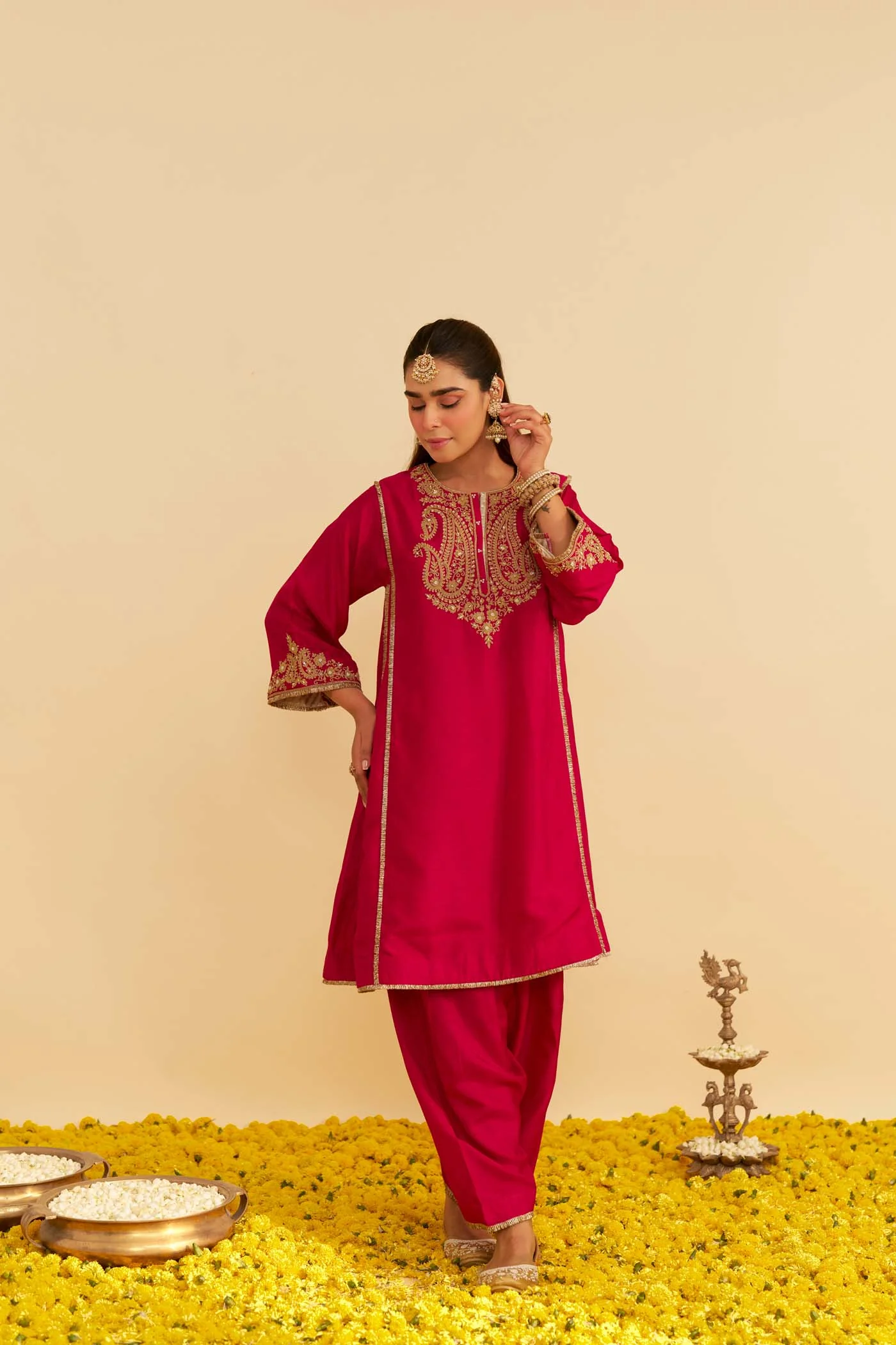 AYRA - Rani Hotpink SHORT CHAUGA WITH SALWAR - Image 2