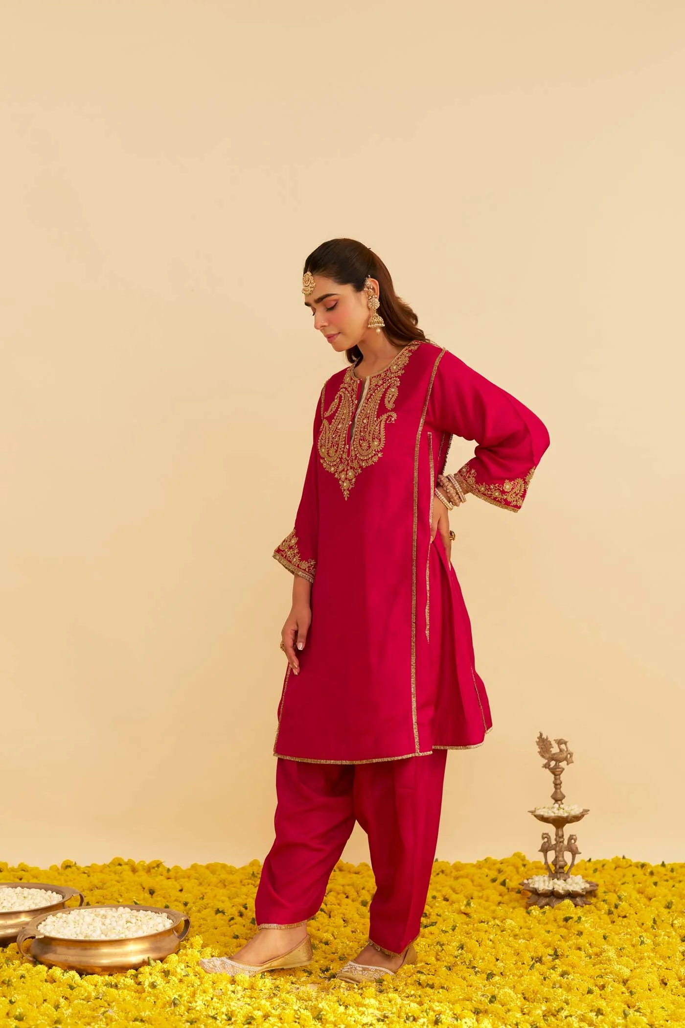AYRA - Rani Hotpink SHORT CHAUGA WITH SALWAR - Image 3