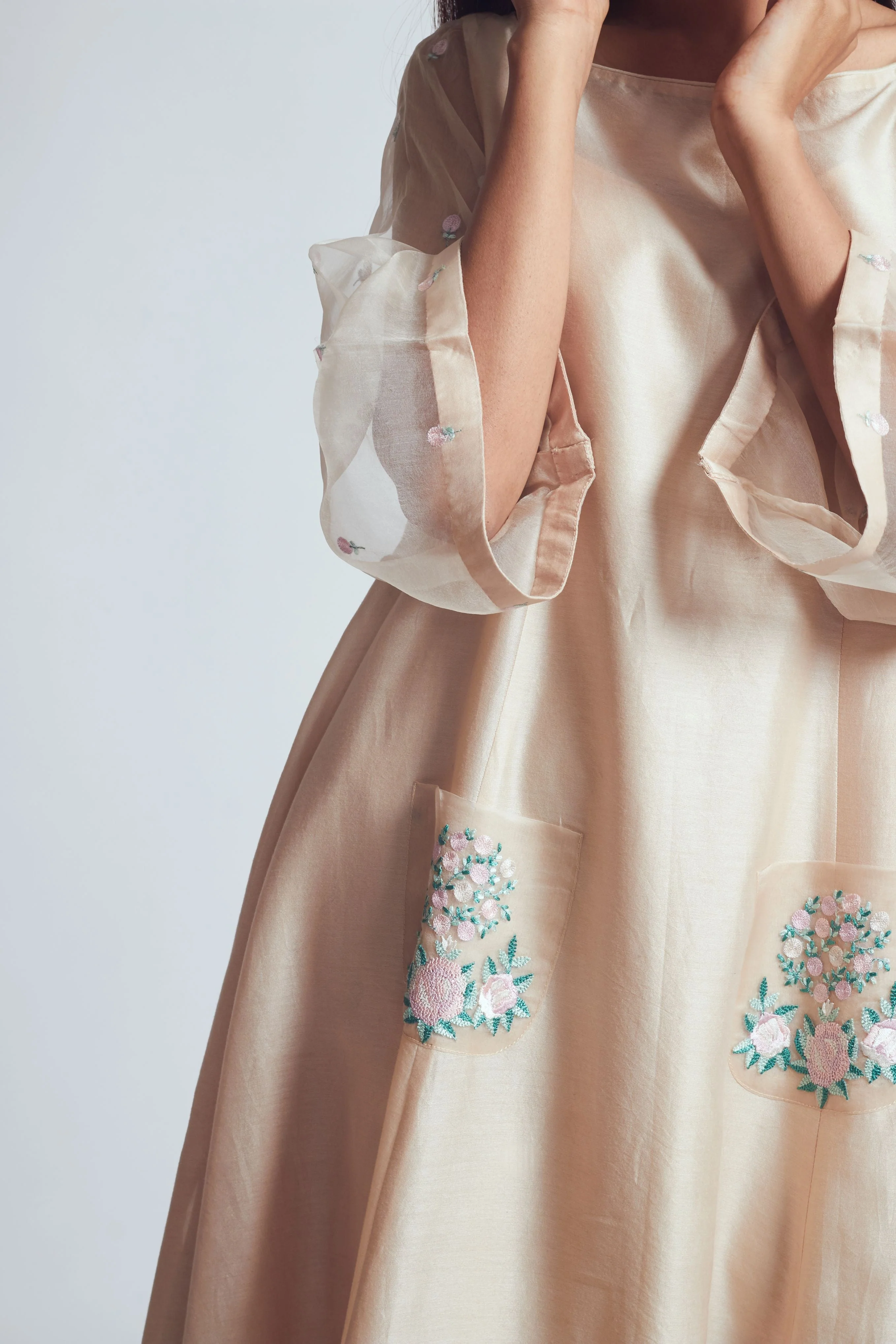 AYSA-Soft beige twin layer summer dress - Image 5