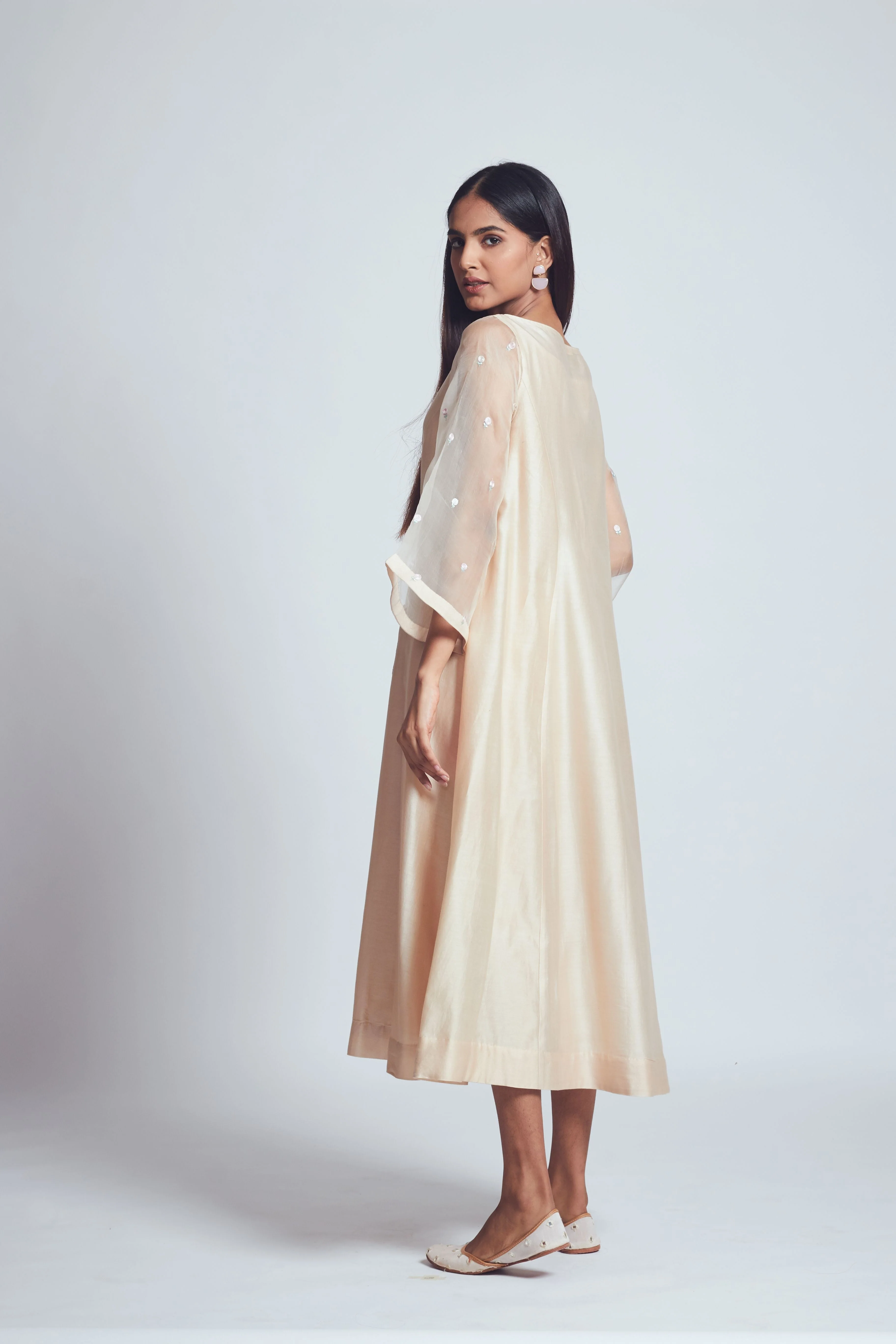 AYSA-Soft beige twin layer summer dress - Image 6