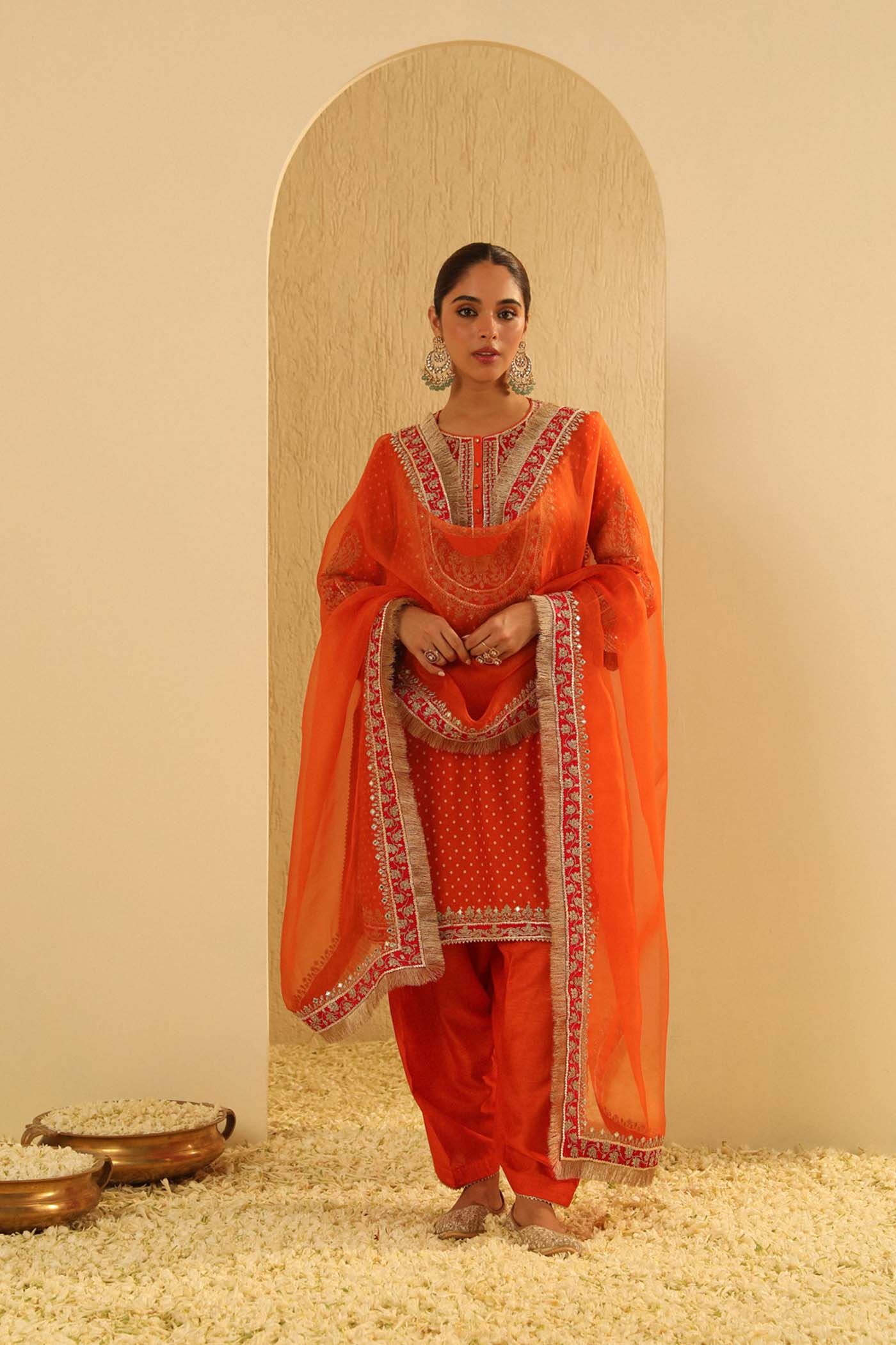 Azra - Orange Kurta with Salwar - Image 3