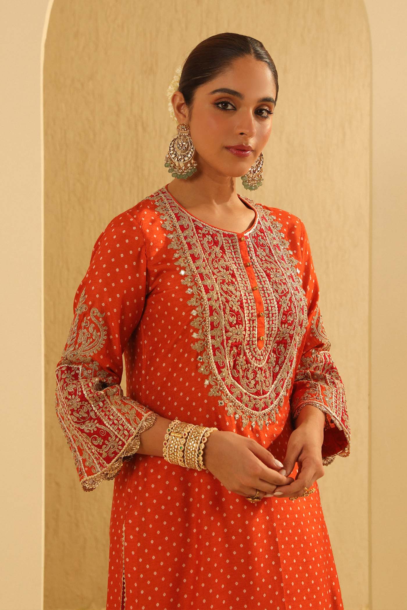 Azra - Orange Kurta with Salwar - Image 5