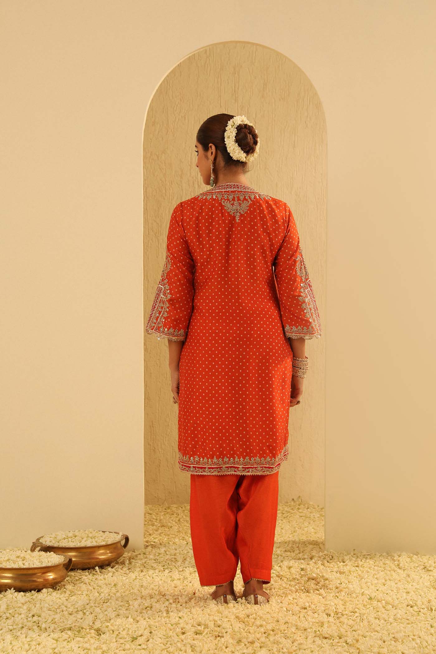 Azra - Orange Kurta with Salwar - Image 6