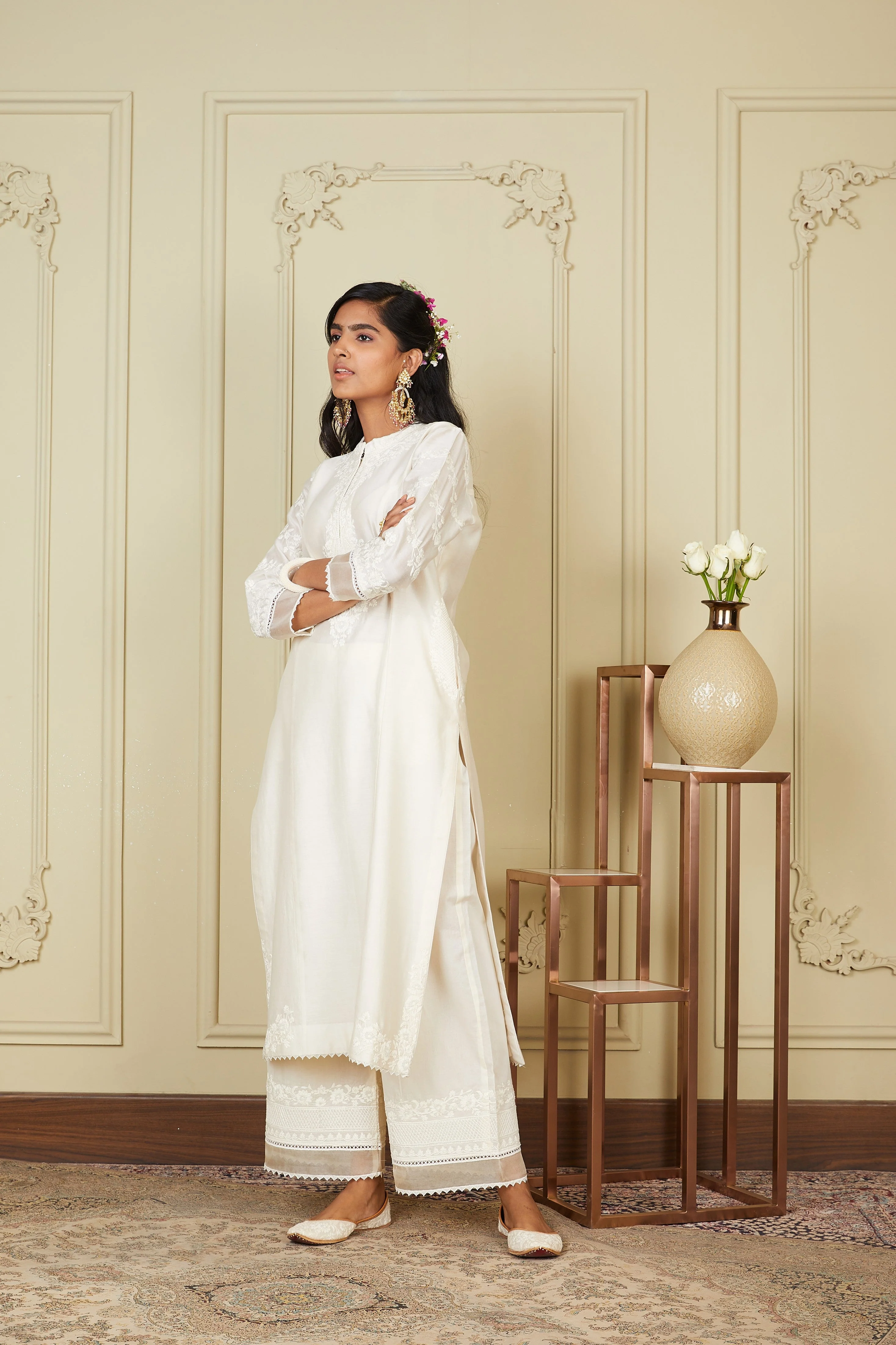 Banafsha - Daisy Ivory Long kurta with palazzo (Lxrts) - Image 3