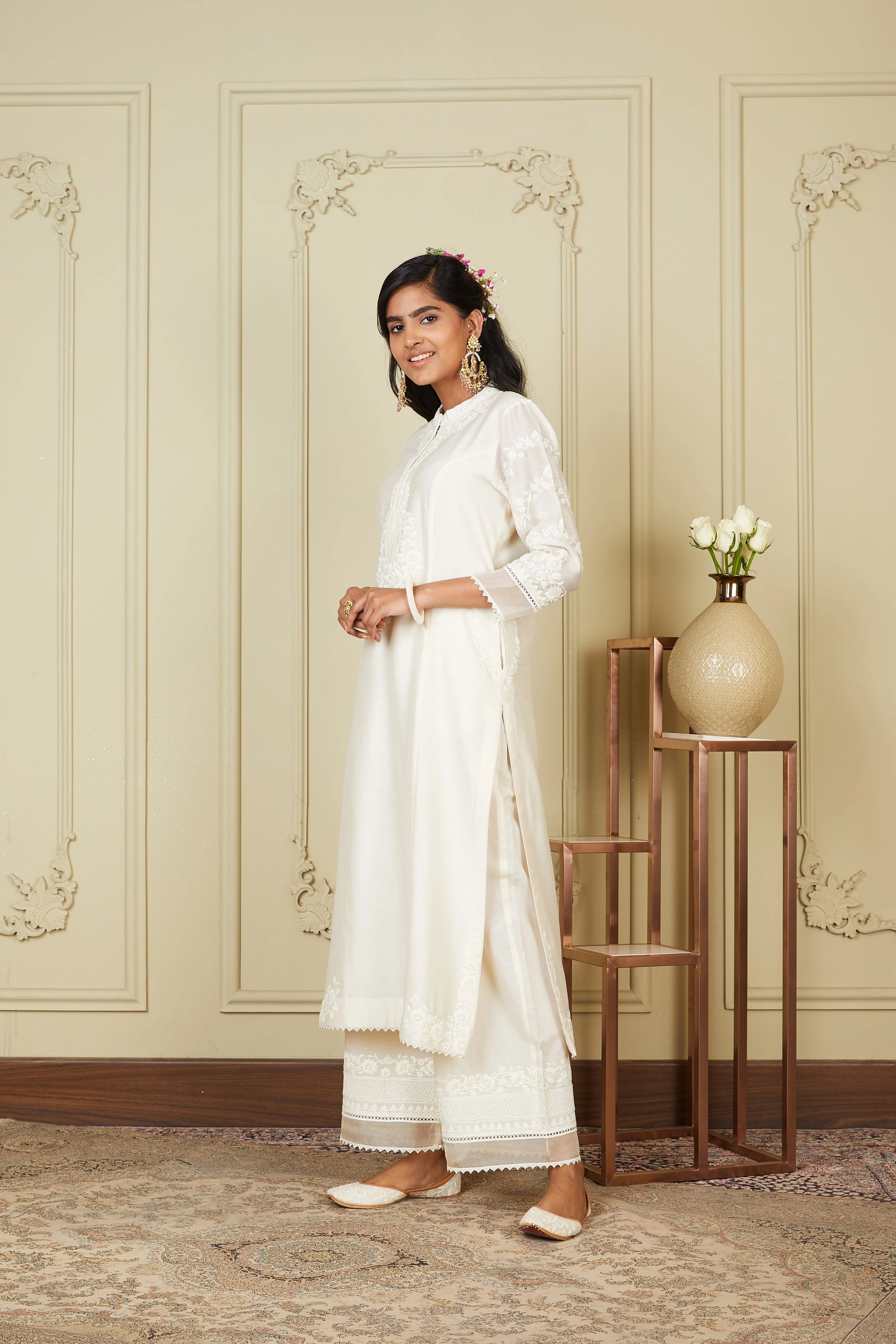 Banafsha - Daisy Ivory Long kurta with palazzo (Lxrts) - Image 6