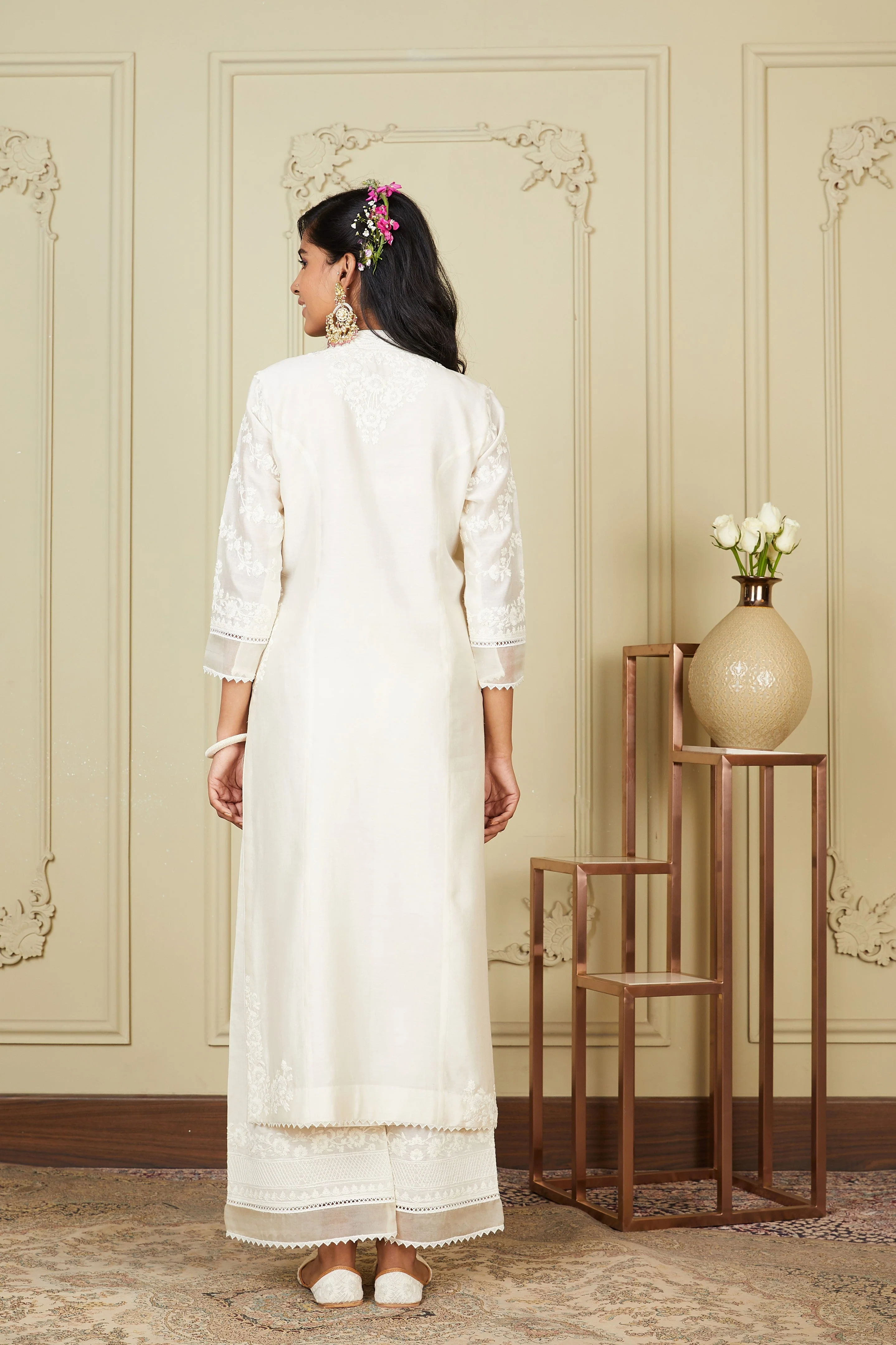 Banafsha - Daisy Ivory Long kurta with palazzo (Lxrts) - Image 7