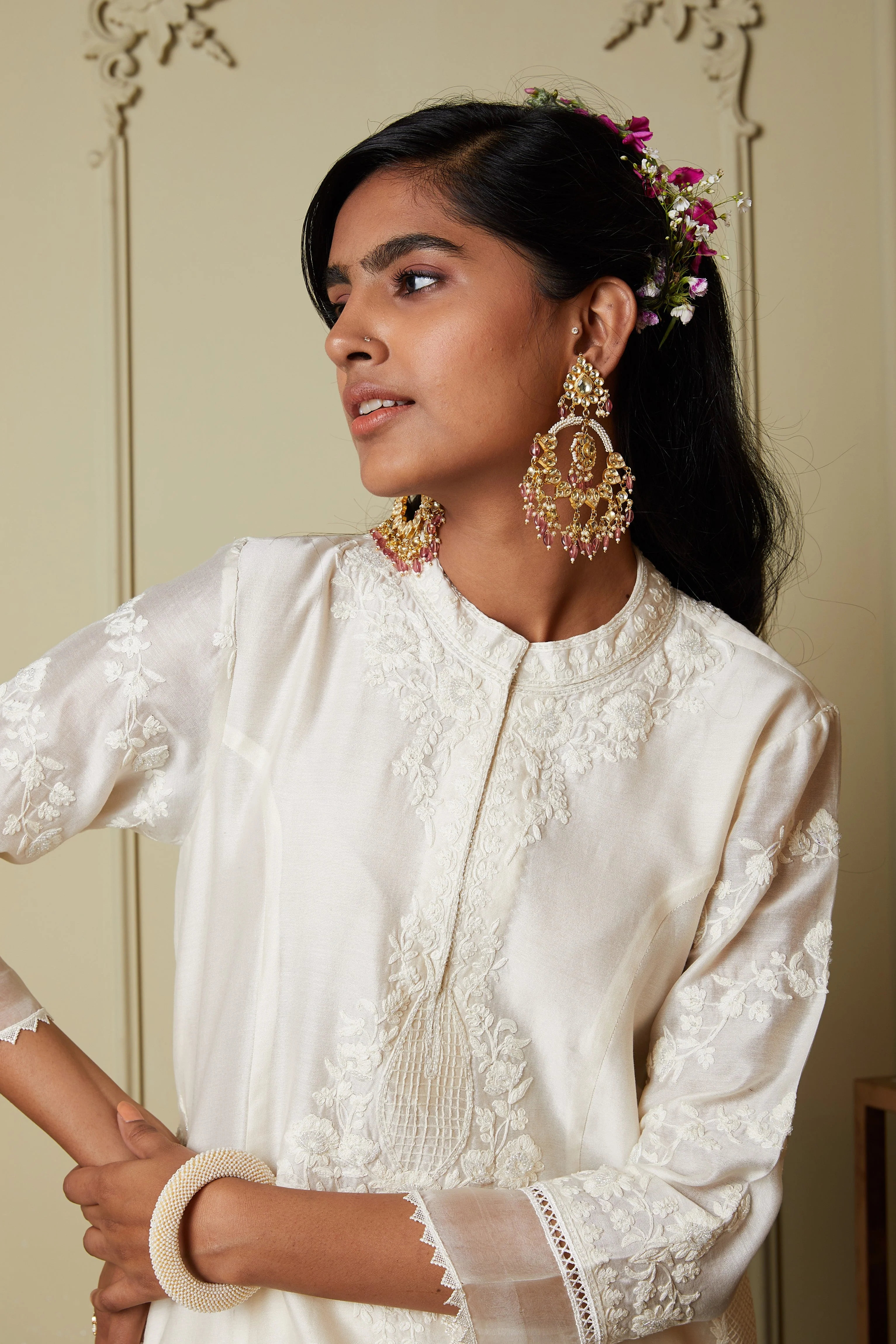Banafsha - Daisy Ivory Long kurta with palazzo (Lxrts) - Image 8