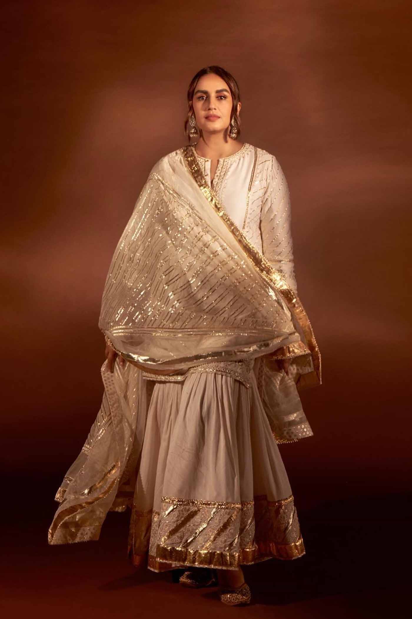 Eliza - Daisy Ivory Chanderi Silk Kurta and Garara Set with Organza dupatta (Lxrts) - Image 3
