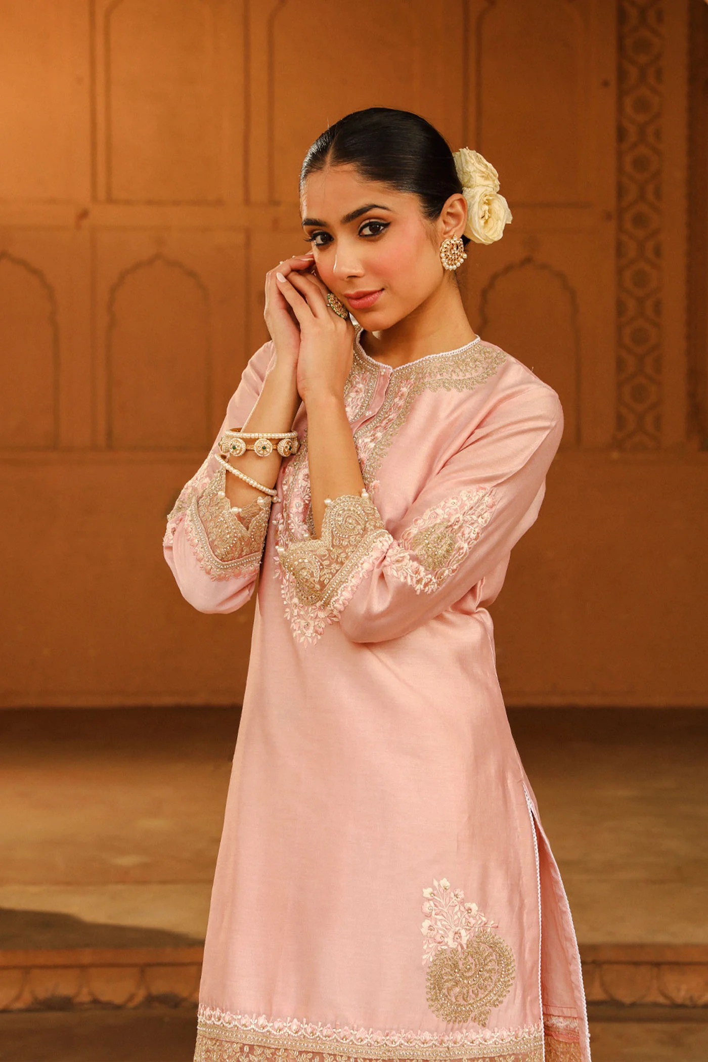 Ernika - Blush Pink Kurta with dhoti - Image 3