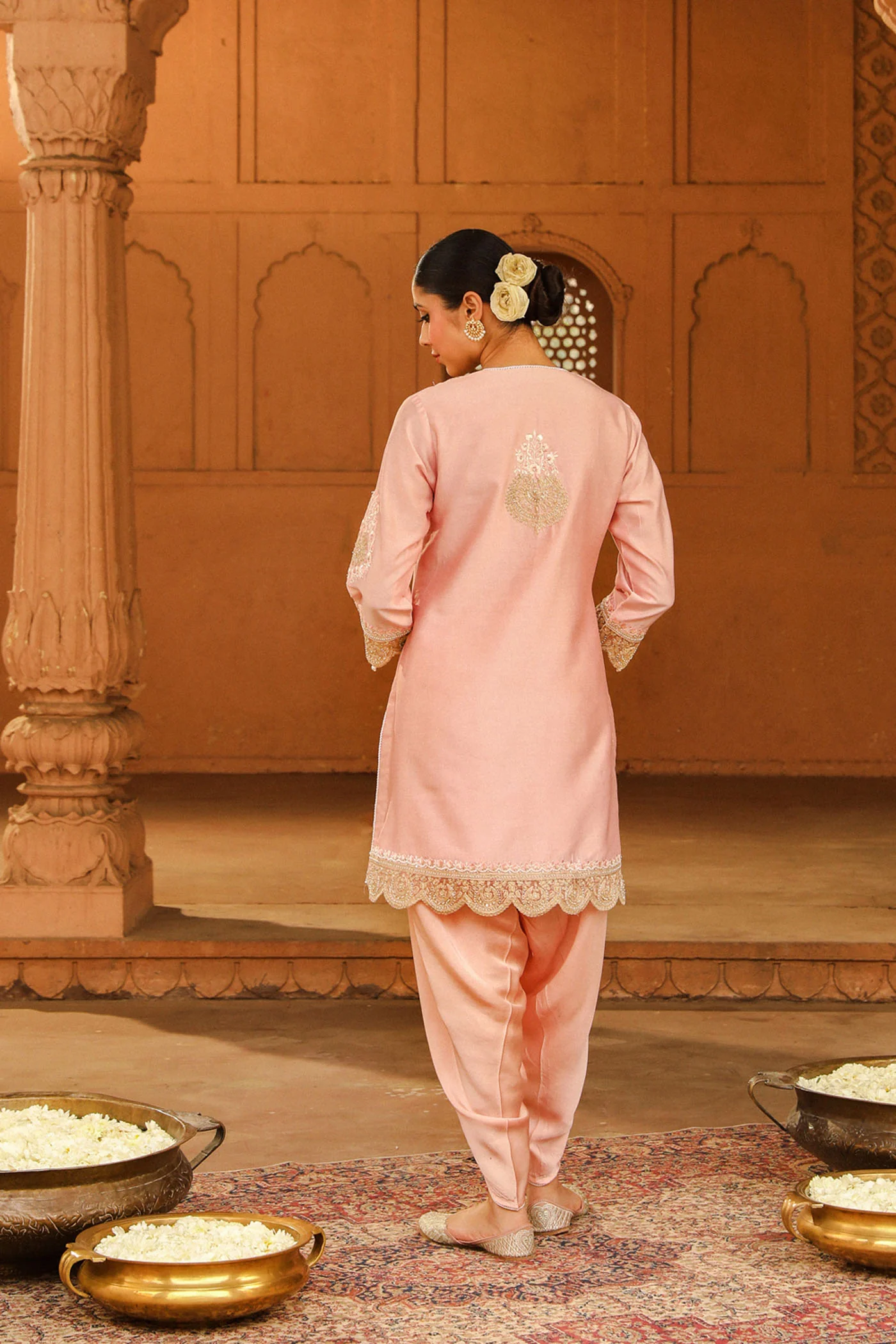 Ernika - Blush Pink Kurta with dhoti - Image 4