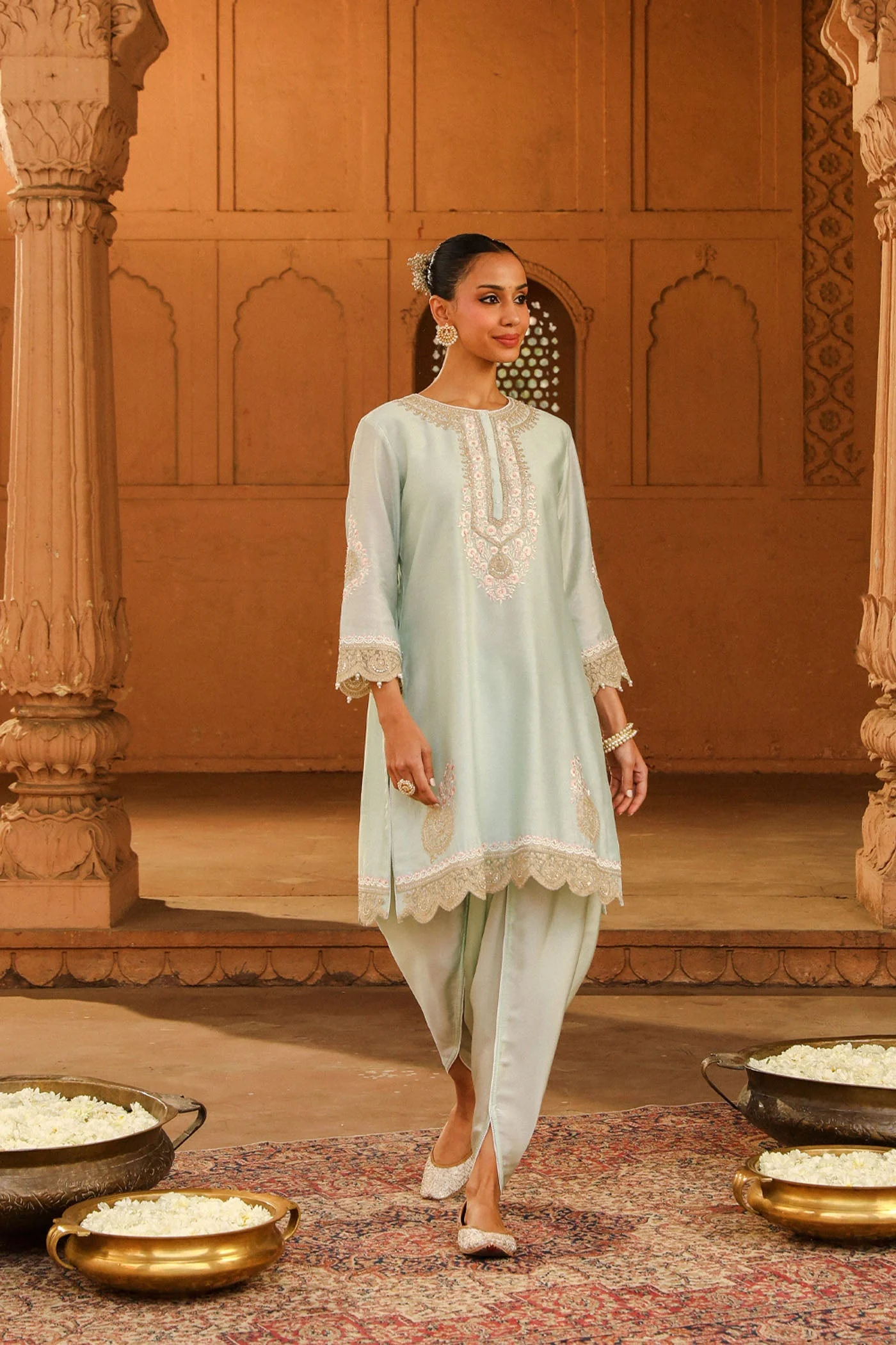 Ernika - Misty Green Kurta with dhoti (Lxrts) - Image 3