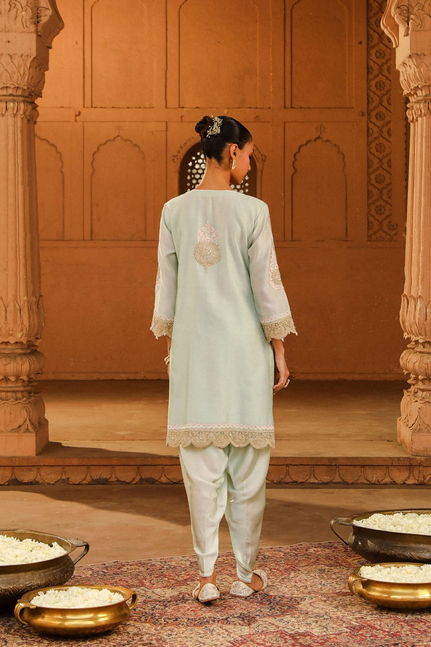 Ernika - Misty Green Kurta with dhoti (Lxrts) - Image 7