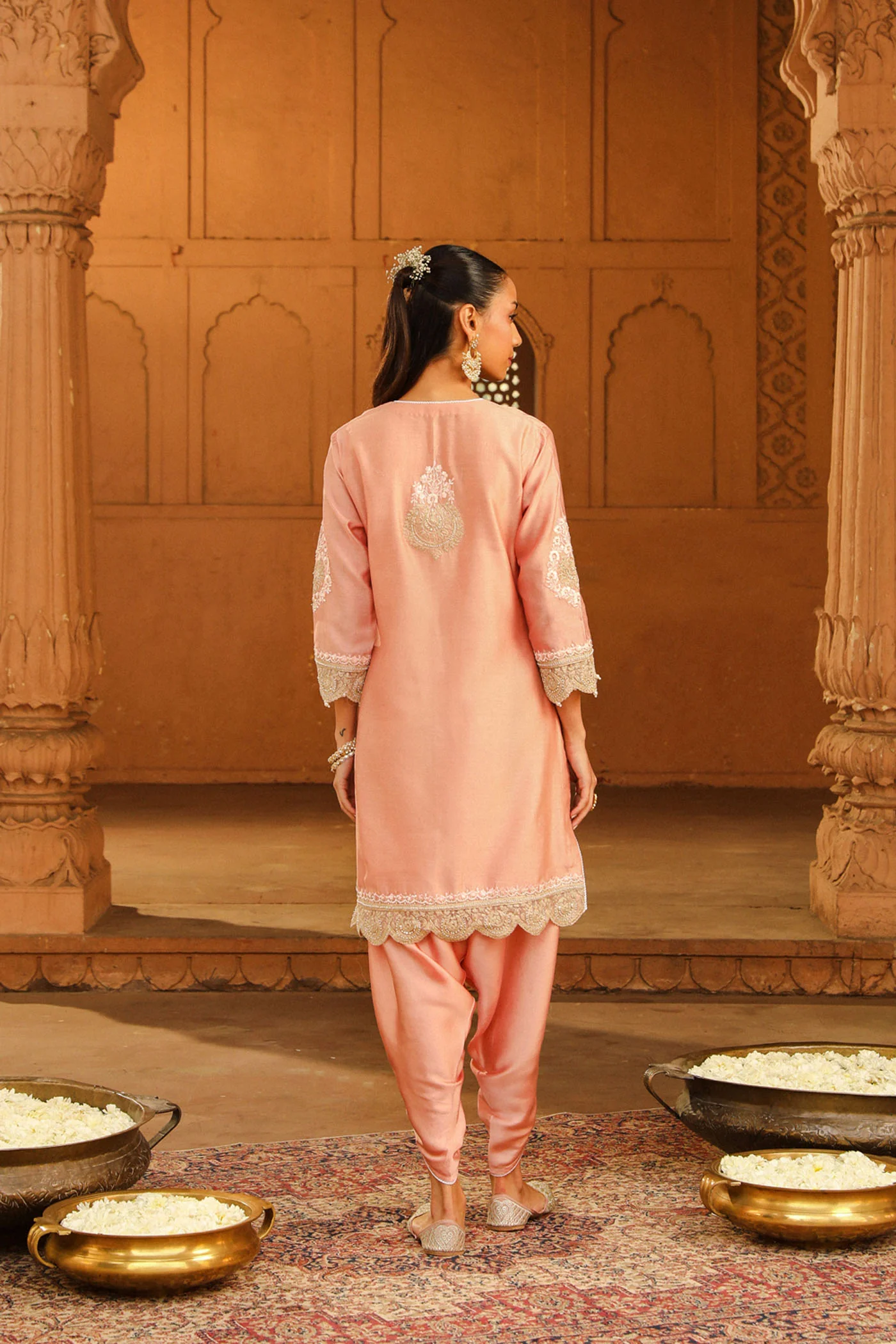 Ernika - Off Rose Kurta with dhoti - Image 5