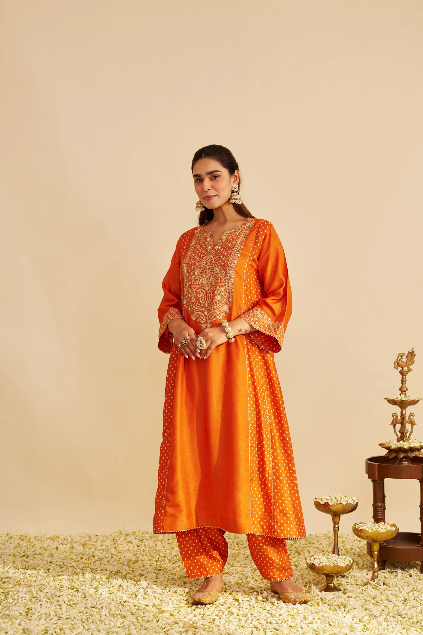 ESRA - Orange LONG CHAUGA WITH SALWAR - Image 2