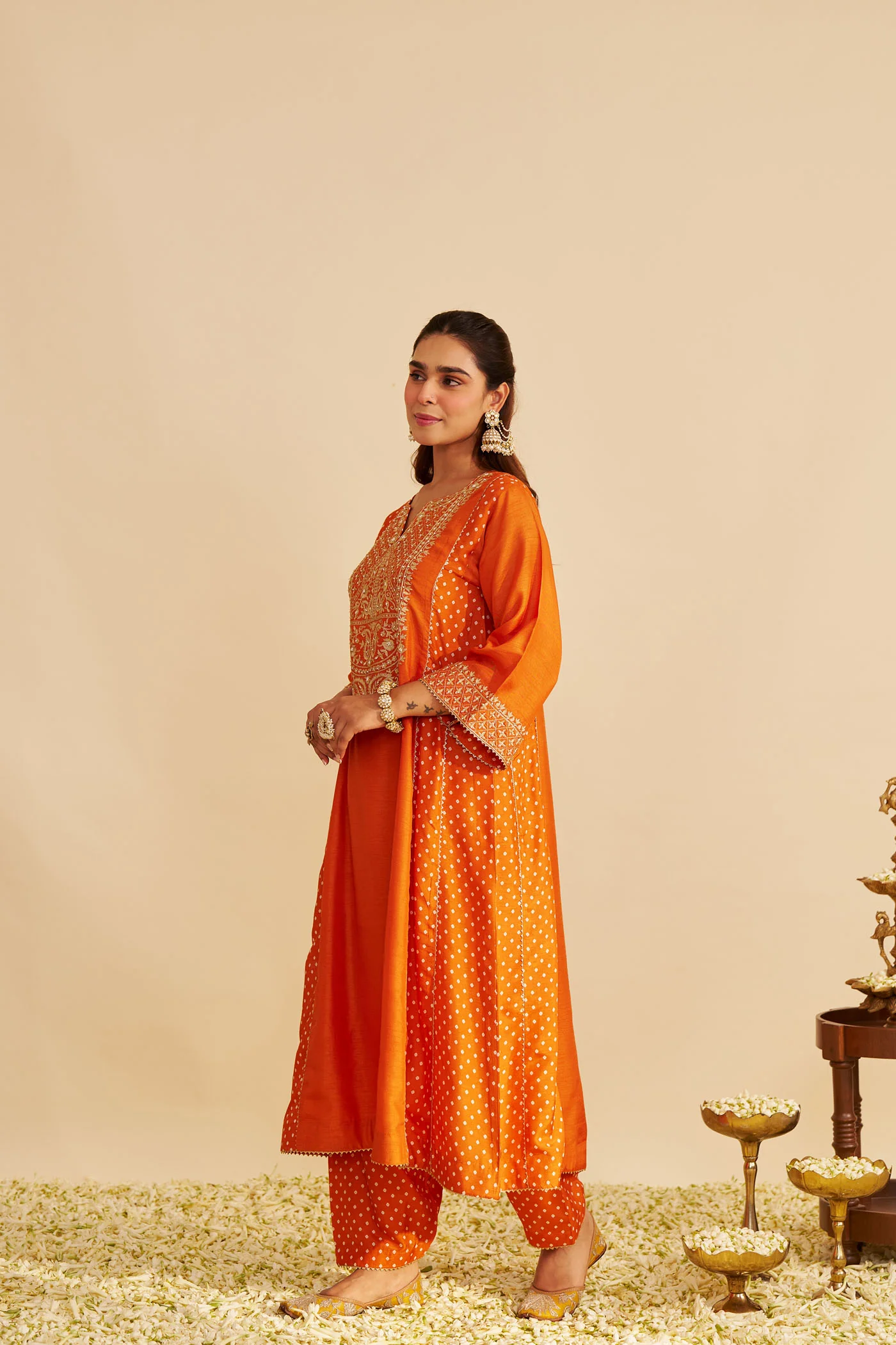ESRA - Orange LONG CHAUGA WITH SALWAR - Image 3