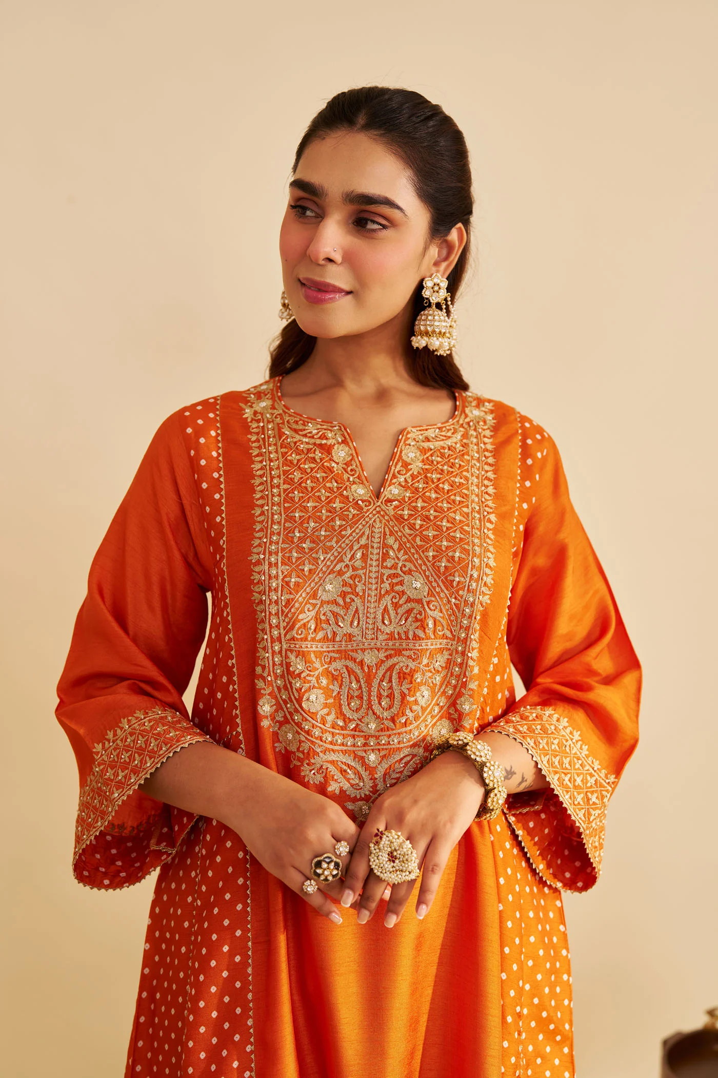ESRA - Orange LONG CHAUGA WITH SALWAR - Image 4
