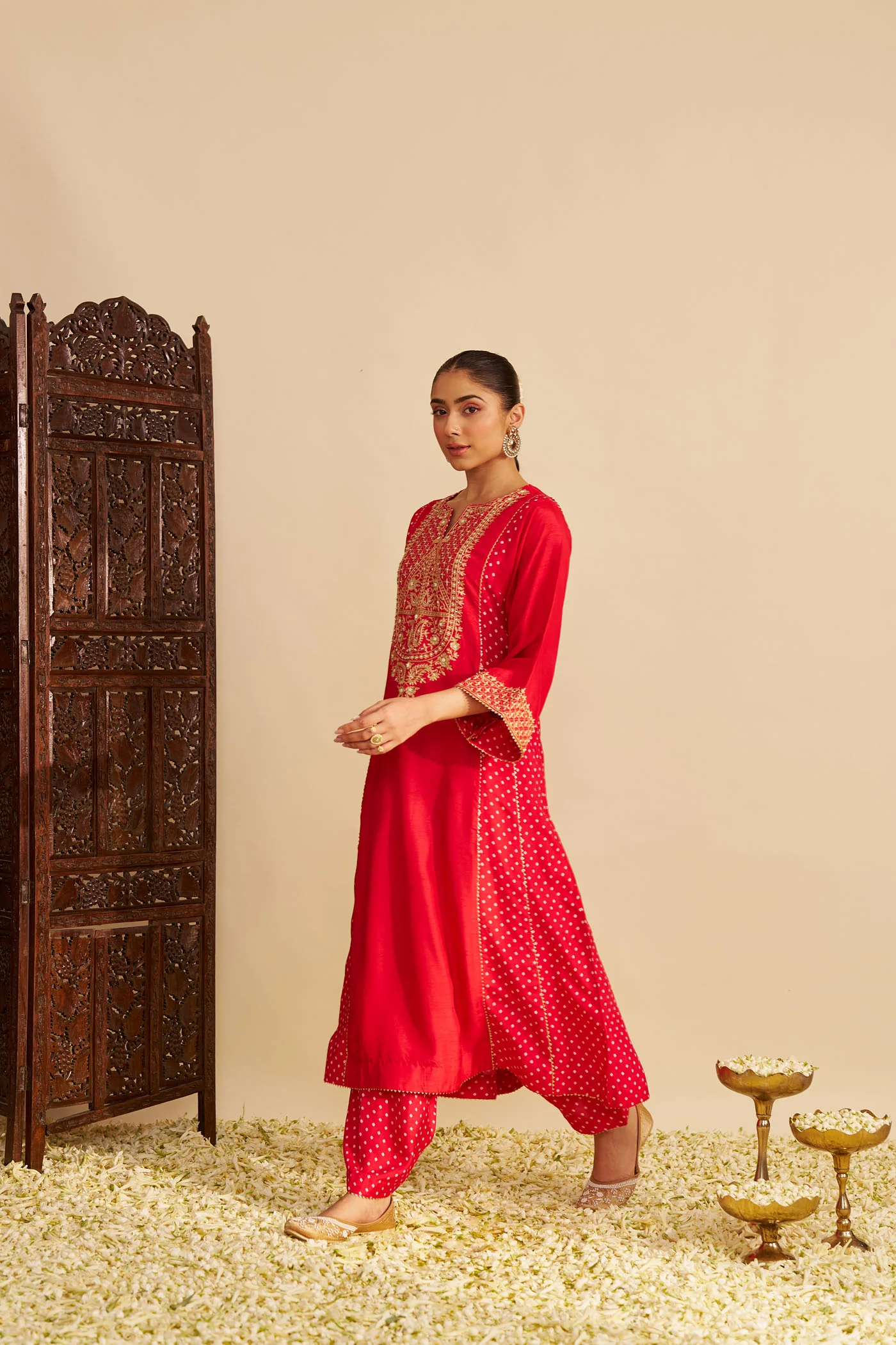 ESRA - RED LONG CHAUGA WITH SALWAR - Image 3