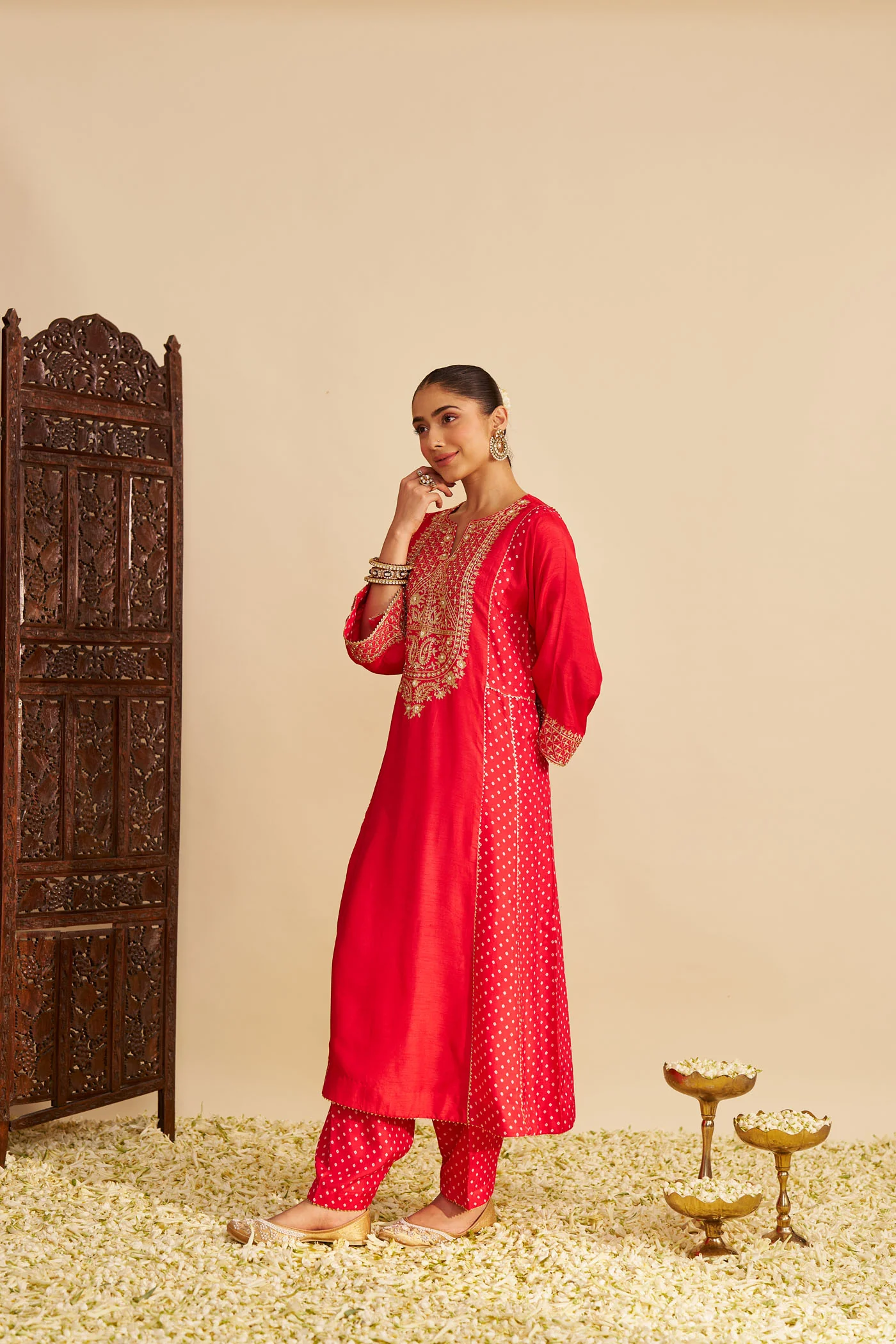 ESRA - RED LONG CHAUGA WITH SALWAR - Image 4