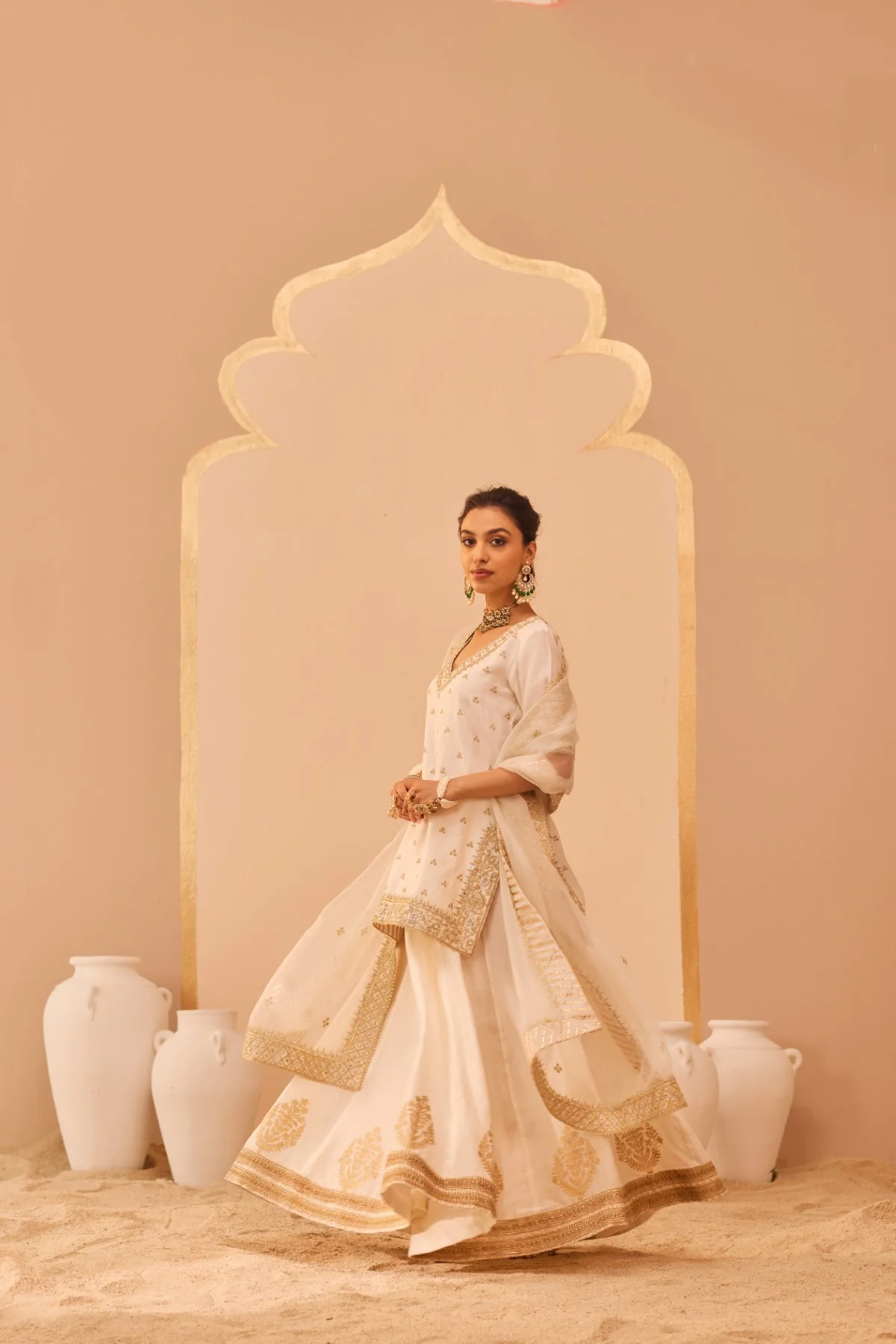 Faaiza - Daisy Ivory Kurta Lehenga Set - Image 2