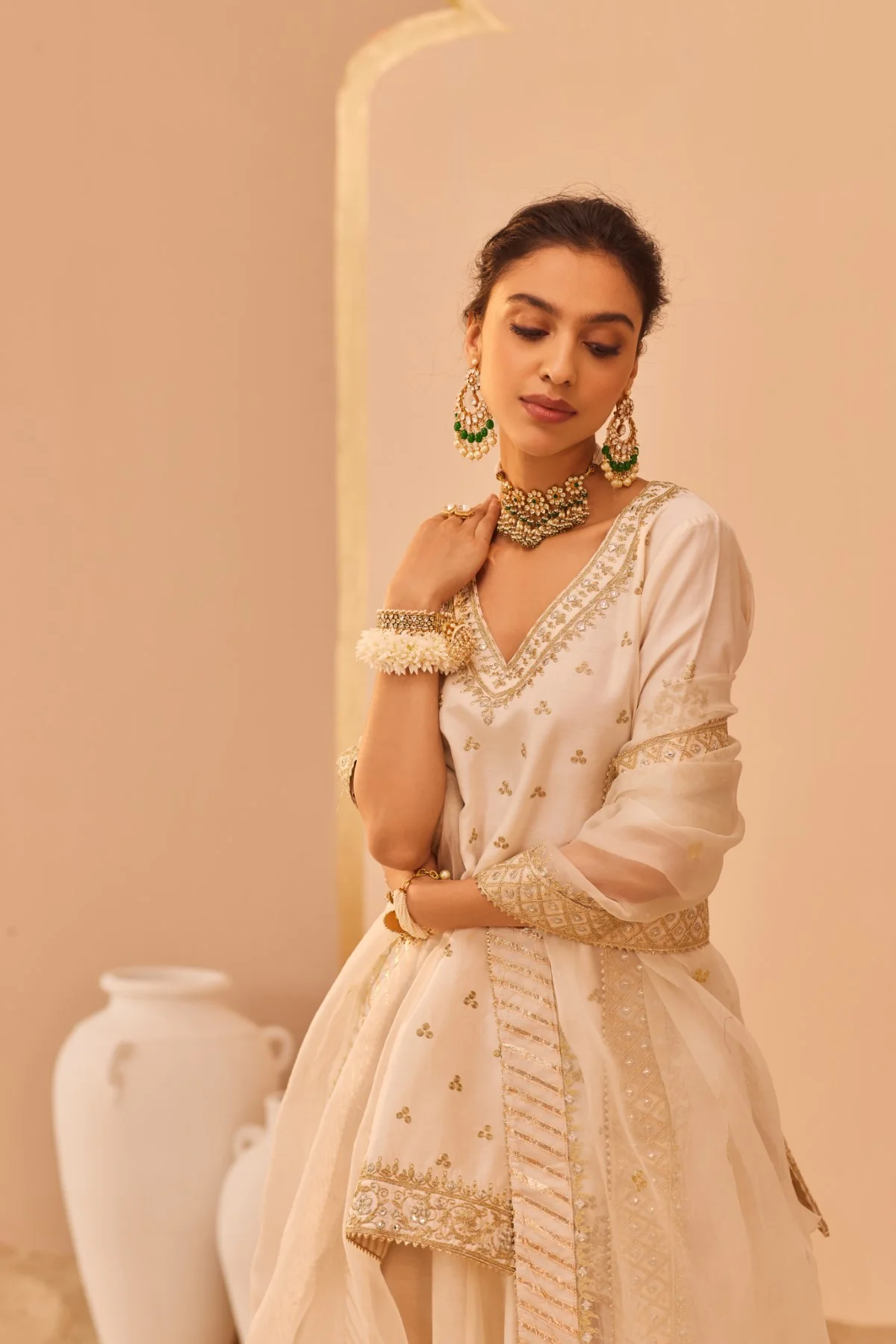 Faaiza - Daisy Ivory Kurta Lehenga Set - Image 3