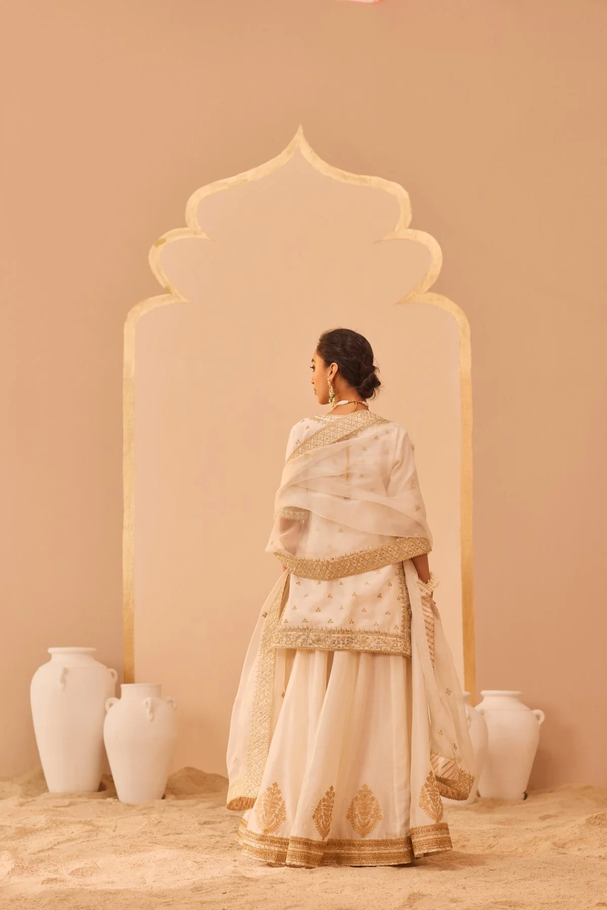 Faaiza - Daisy Ivory Kurta Lehenga Set - Image 4