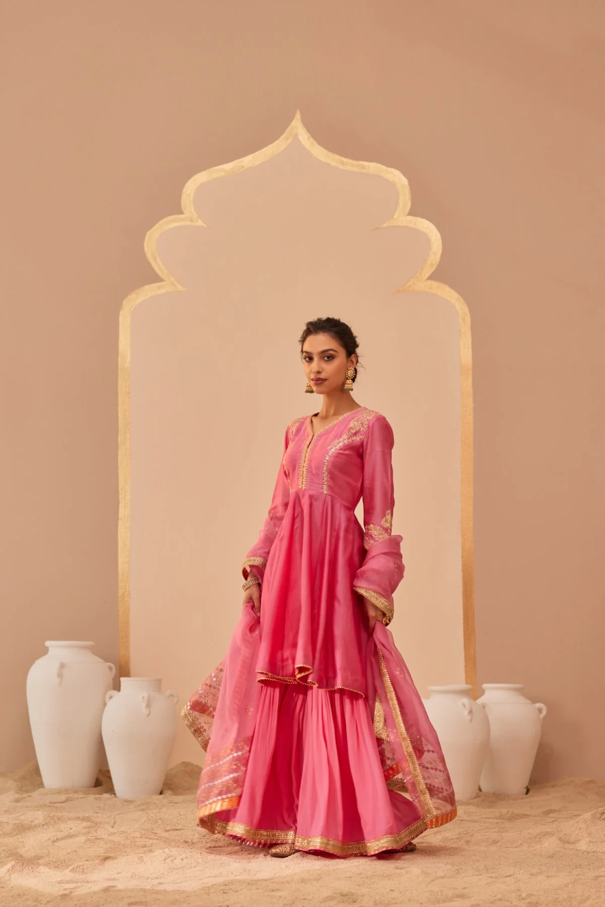 Fatima - Flamingo Pink Peplum Garara Set - Image 2