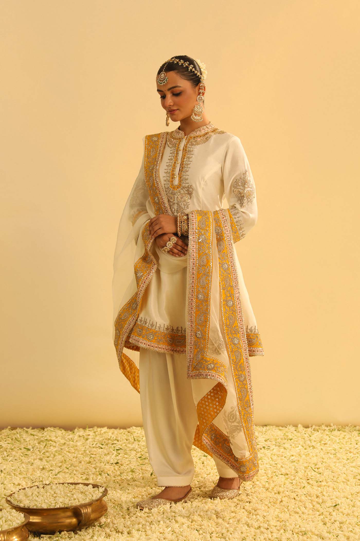 Amani - Daisy Ivory A-line Kurta with Salwar & Dupatta - Image 2