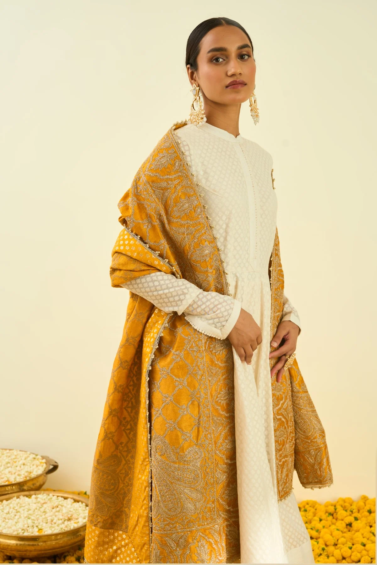Glaze Mustard Tilla Embroidery Odhni - Image 2