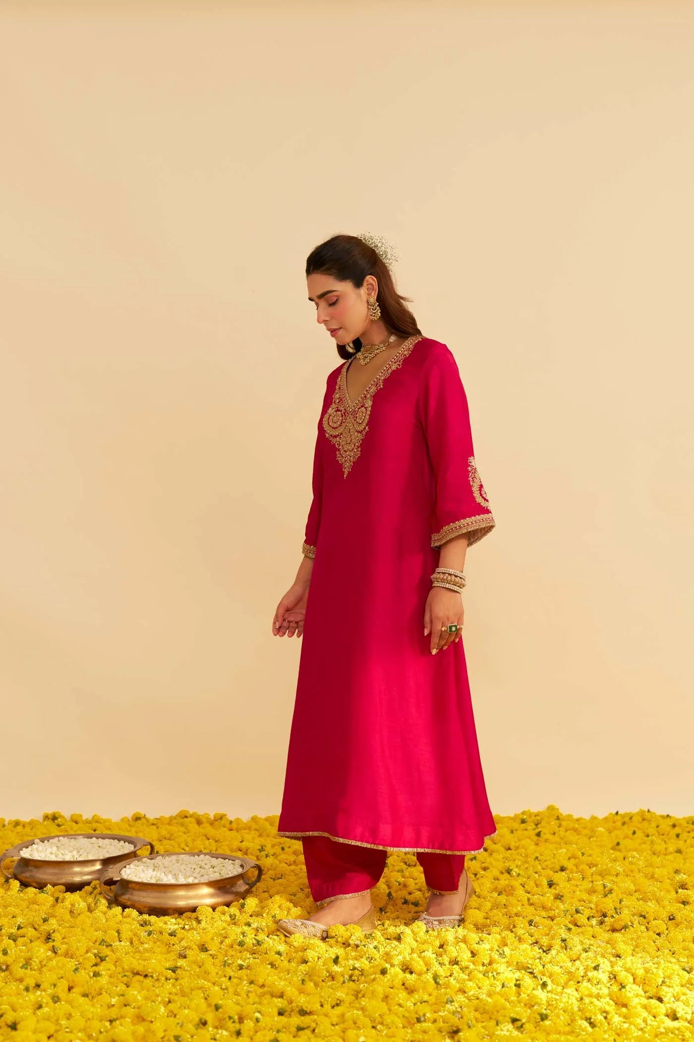 HAAYAT - HOTPINK LONG KAFTAN WITH SALWAR (Lxrts) - Image 2
