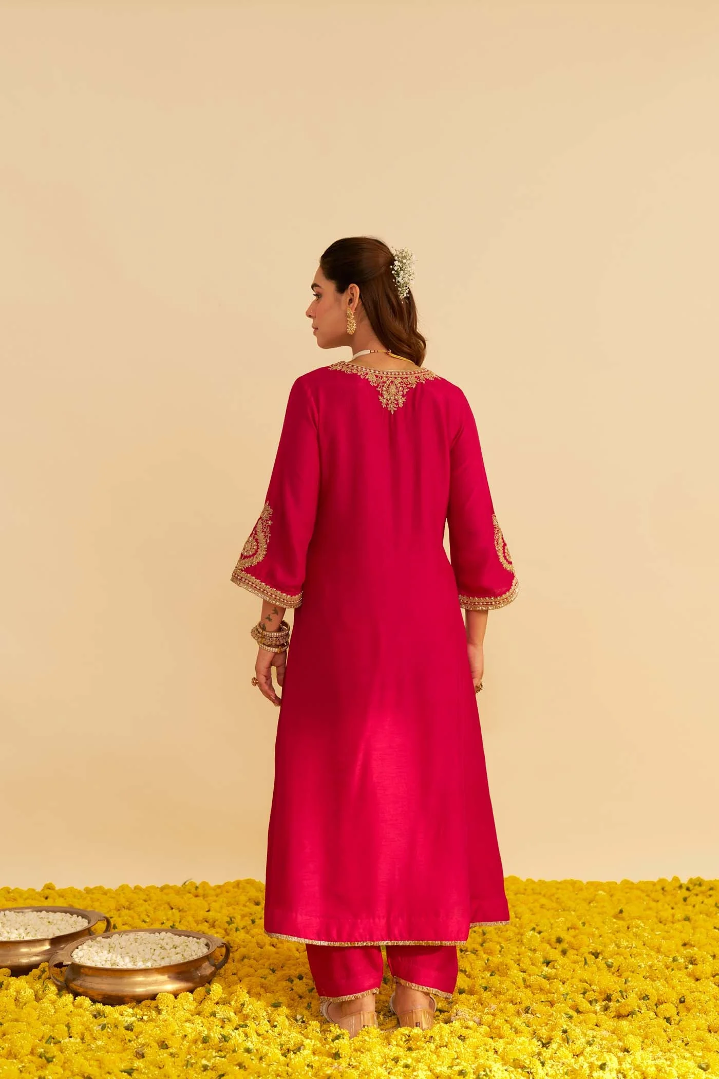 HAAYAT - HOTPINK LONG KAFTAN WITH SALWAR (Lxrts) - Image 5