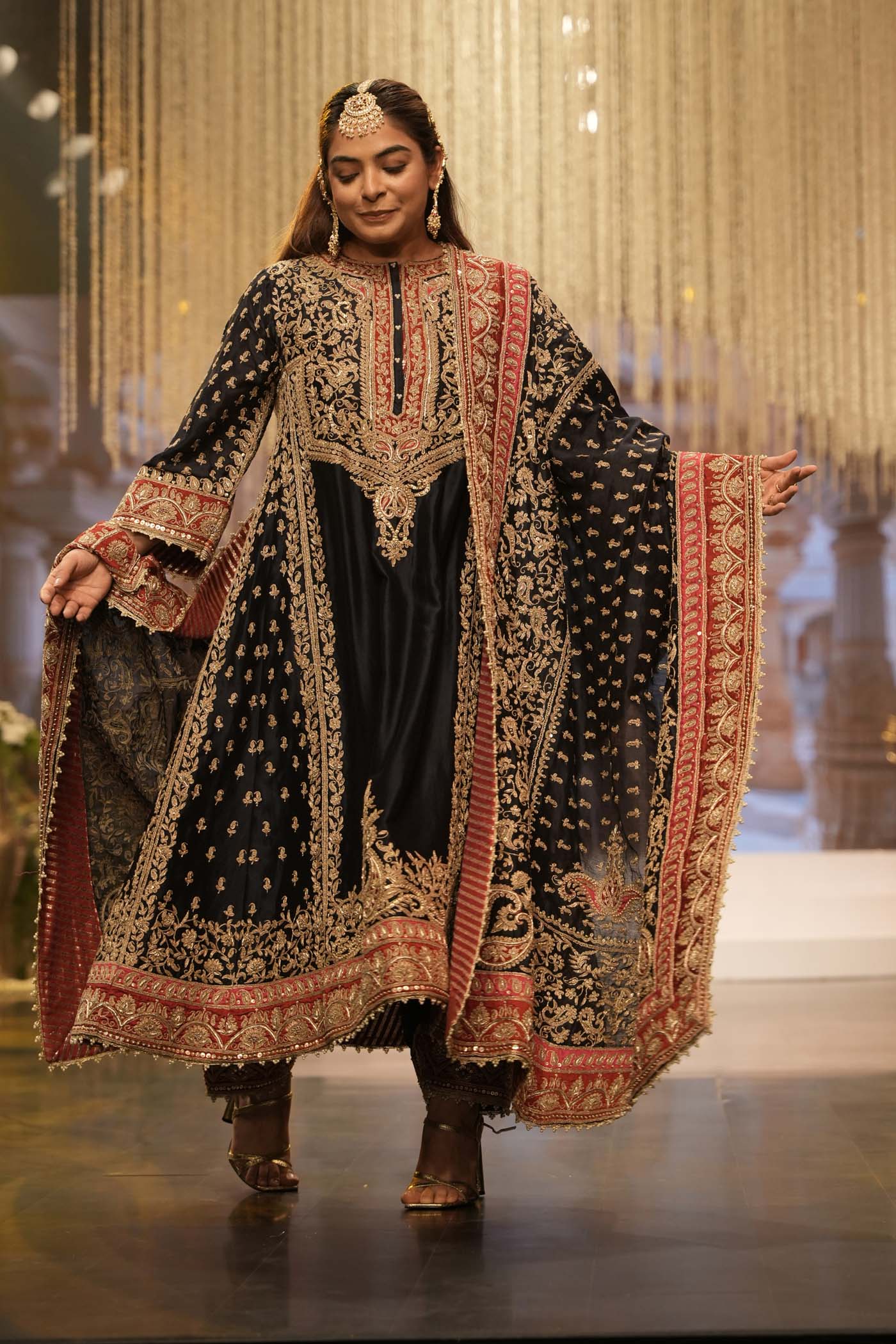 Hana - Deep Blue Long Kalidaar Chauga with Salwar - Image 2