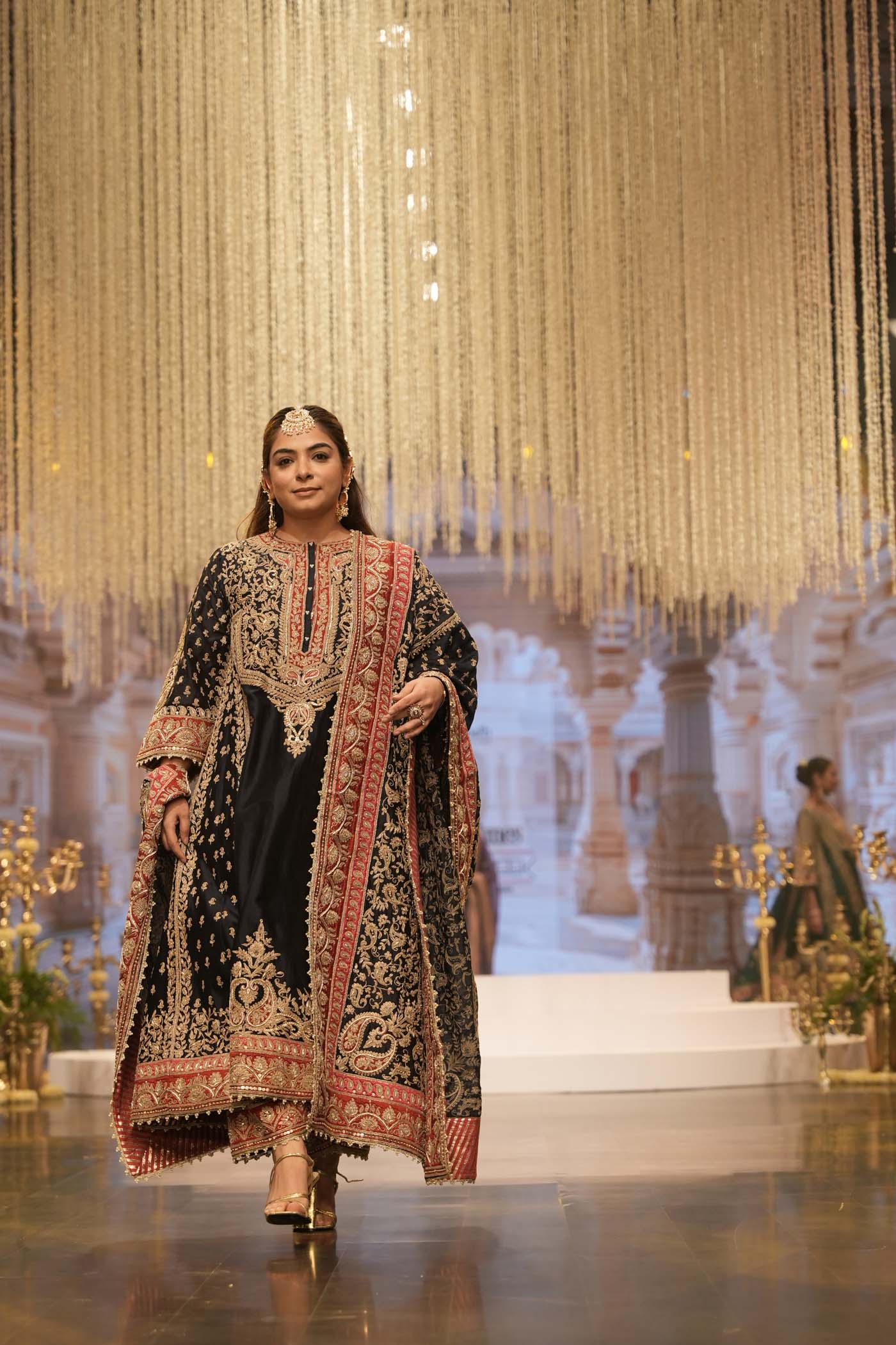 Hana - Deep Blue Long Kalidaar Chauga with Salwar - Image 3