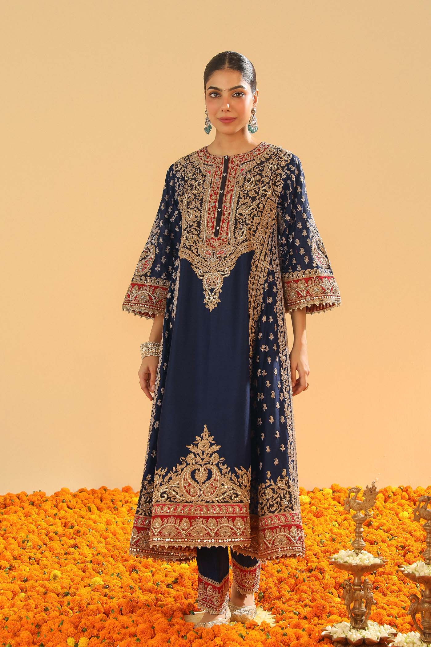 Hana - Deep Blue Long Kalidaar Chauga with Salwar - Image 4
