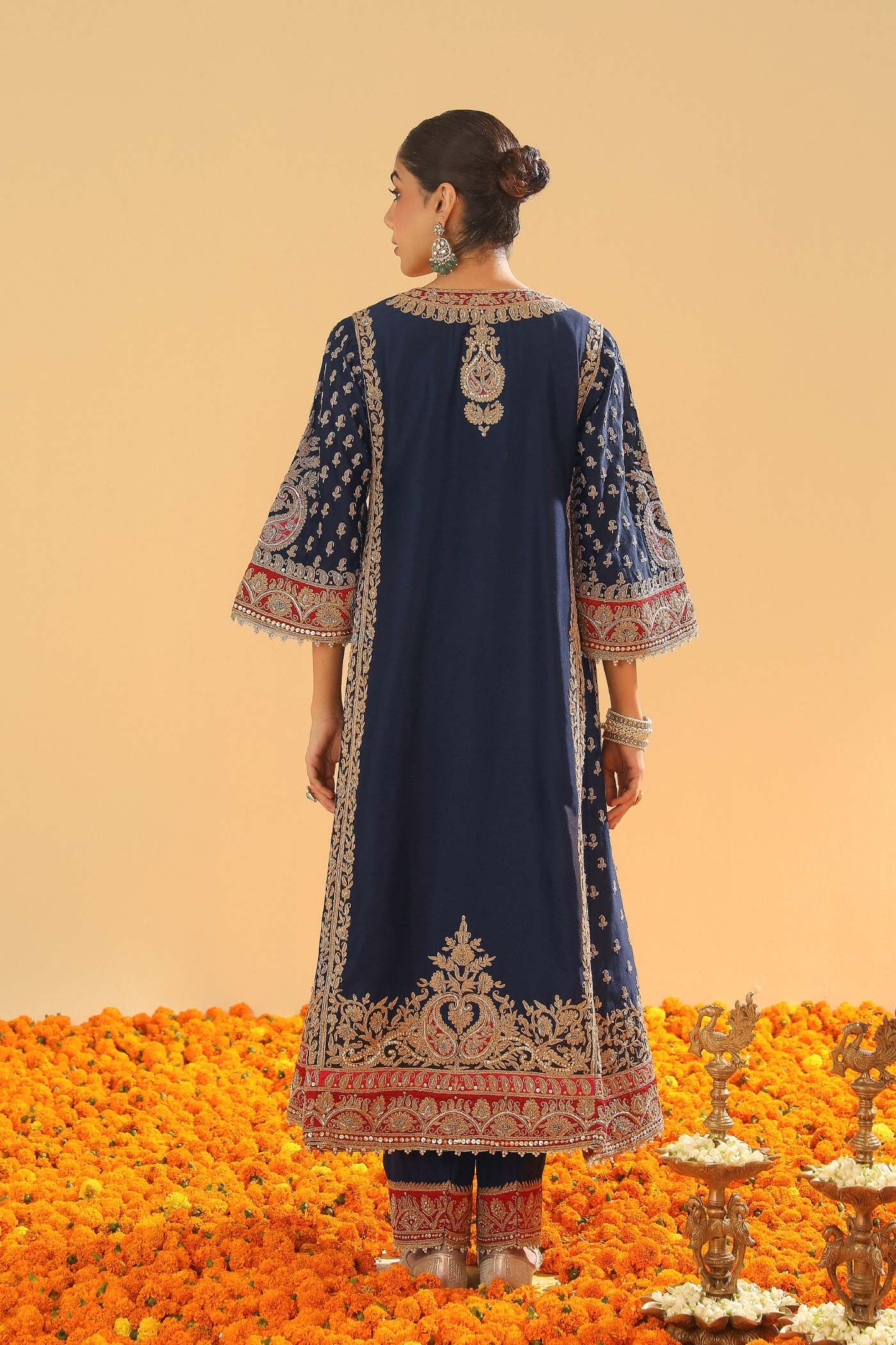 Hana - Deep Blue Long Kalidaar Chauga with Salwar - Image 7