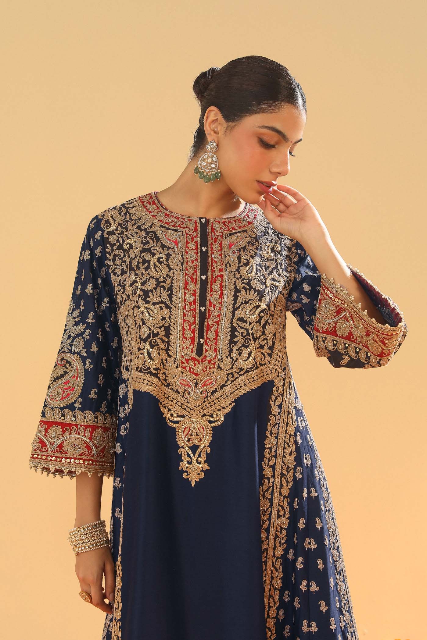 Hana - Deep Blue Long Kalidaar Chauga with Salwar - Image 8
