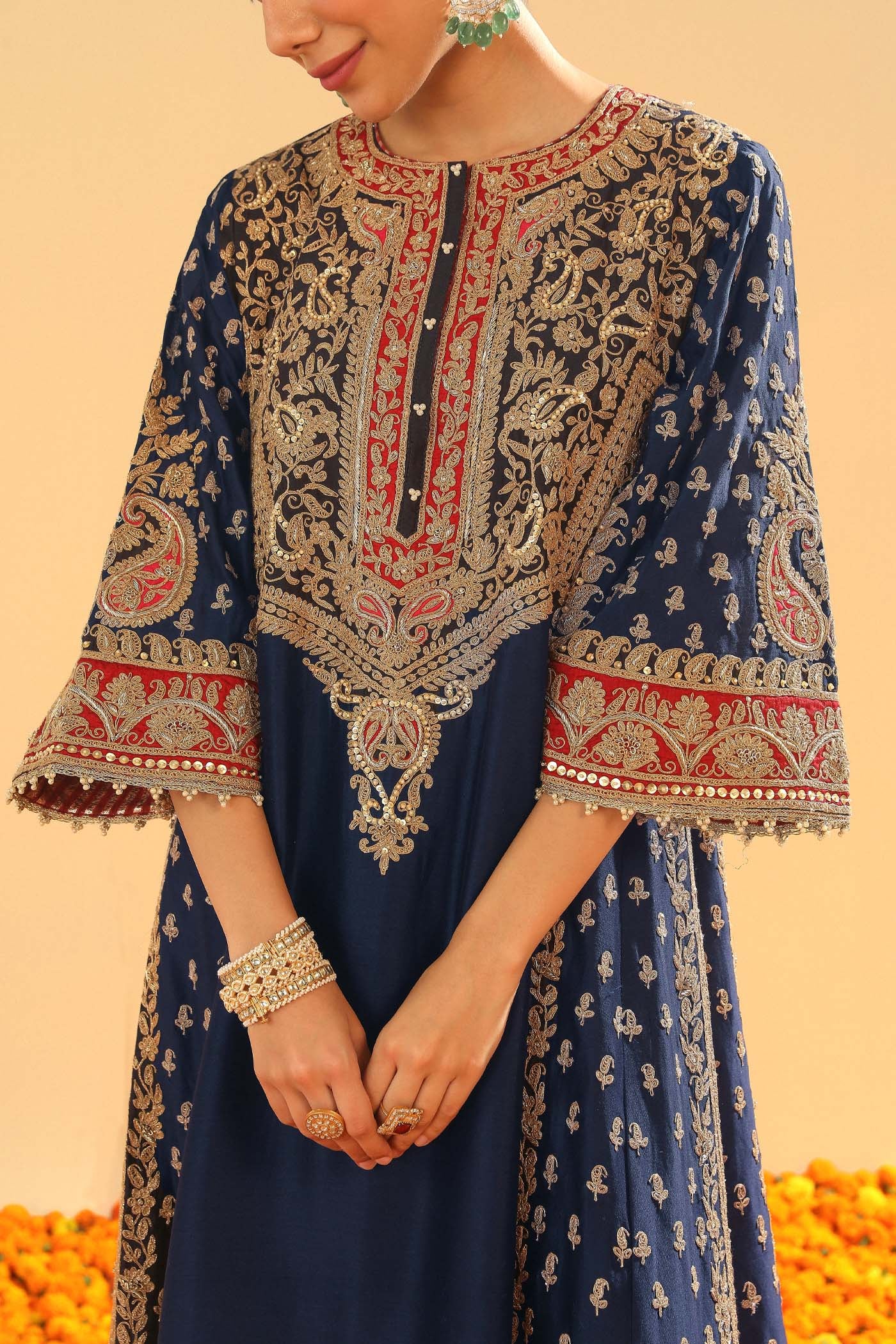 Hana - Deep Blue Long Kalidaar Chauga with Salwar - Image 9