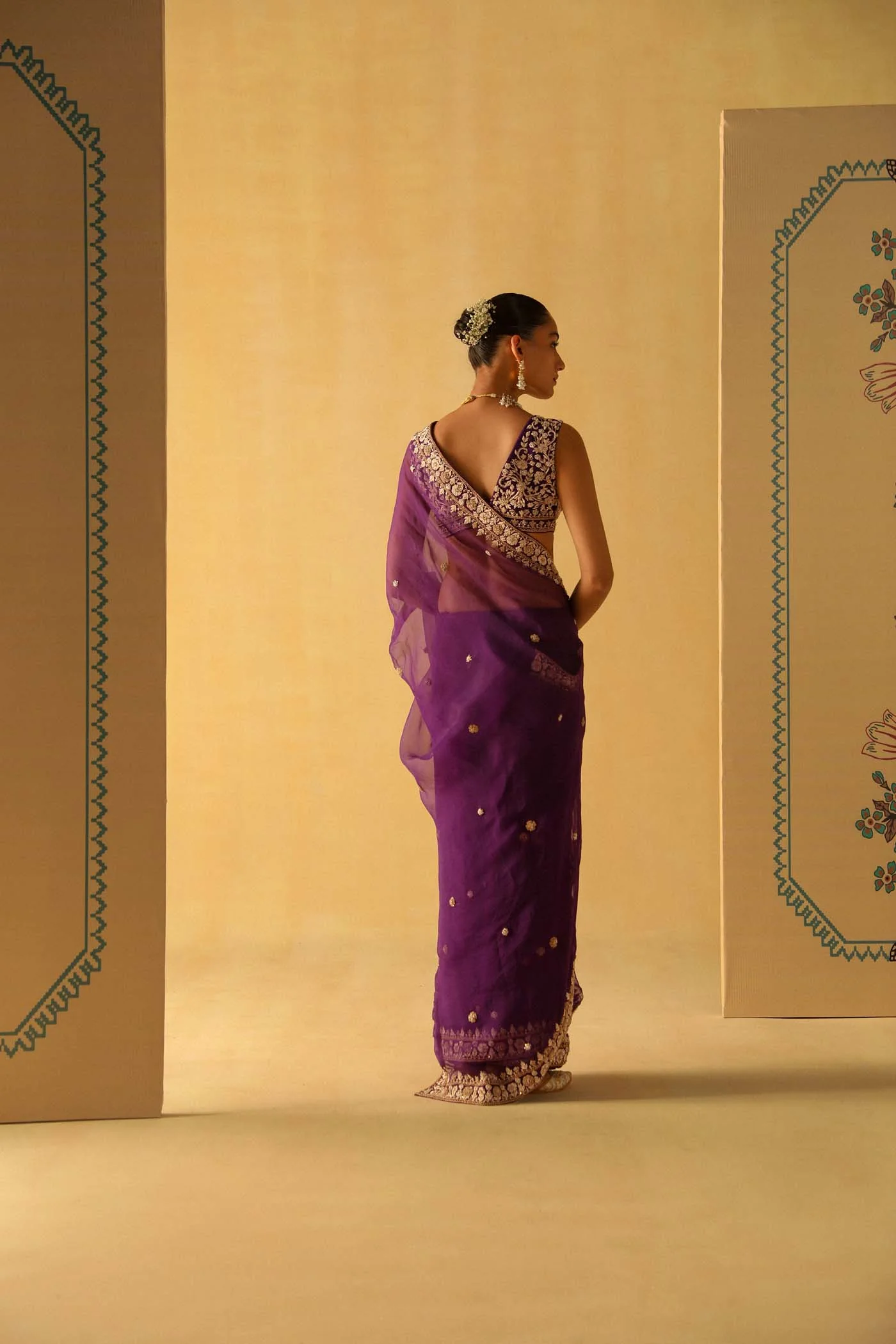 Hannah - Deep Purple Saree Set - Image 4
