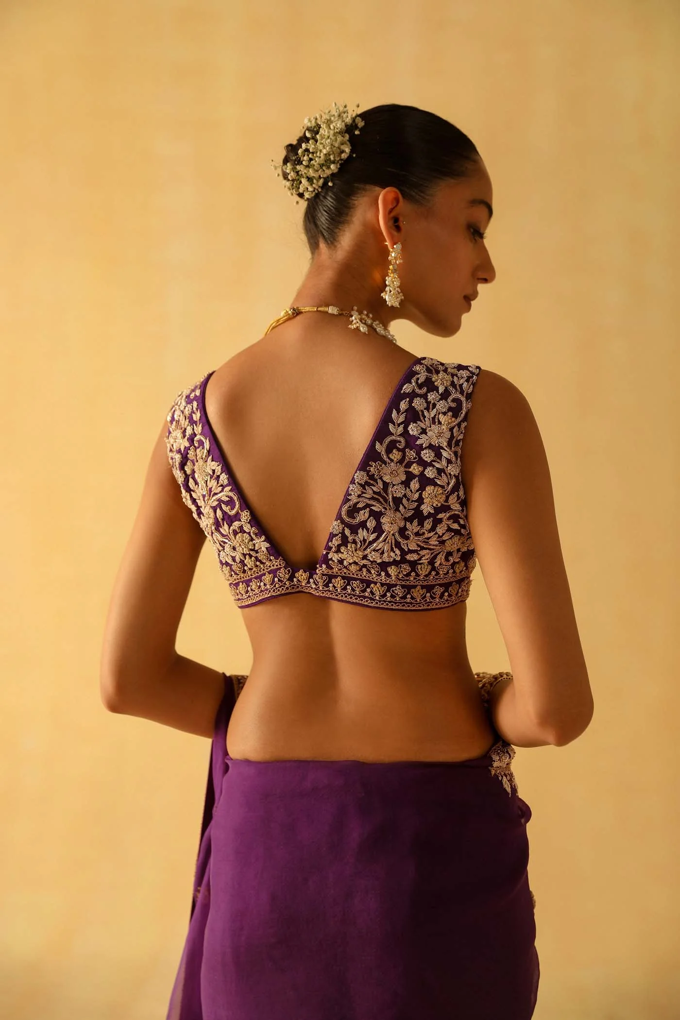 Hannah - Deep Purple Saree Set - Image 6