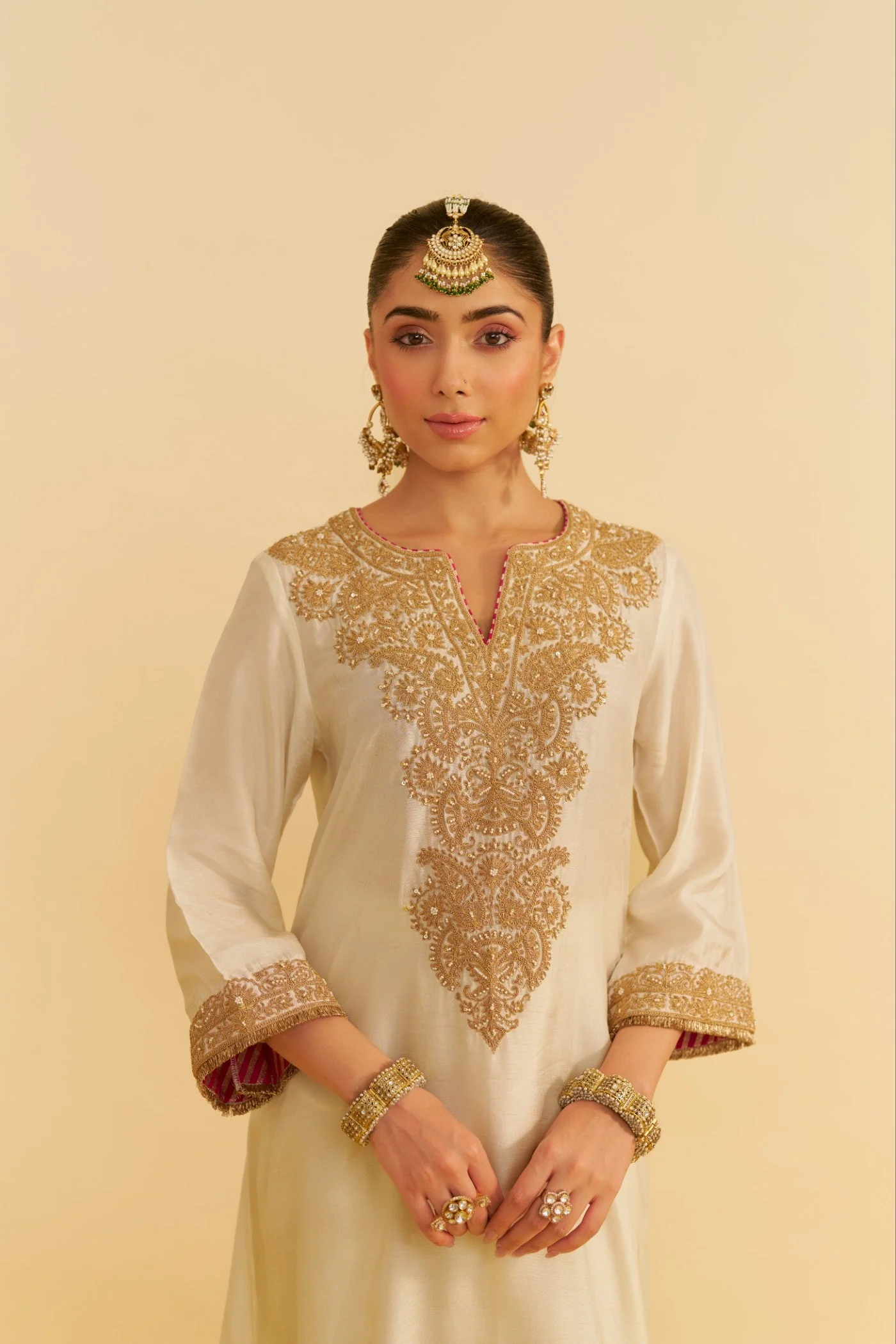 HIBA - DAISY IVORY LONG KAFTAN WITH SALWAR AND DUPATTA (Lxrts) - Image 5
