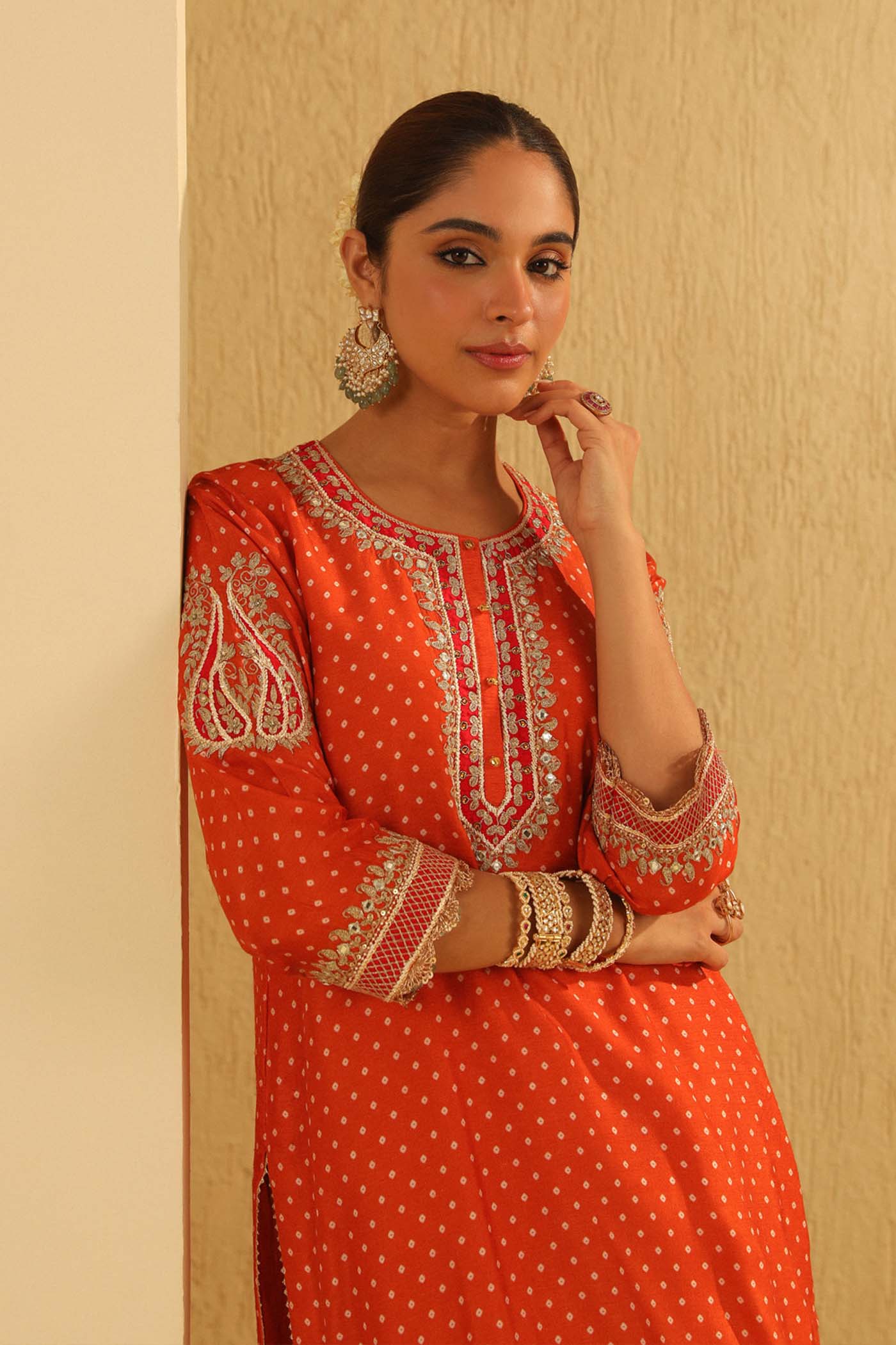 Hoorain - Orange Kurta with Sharara and Dupatta (Lxrts) - Image 5