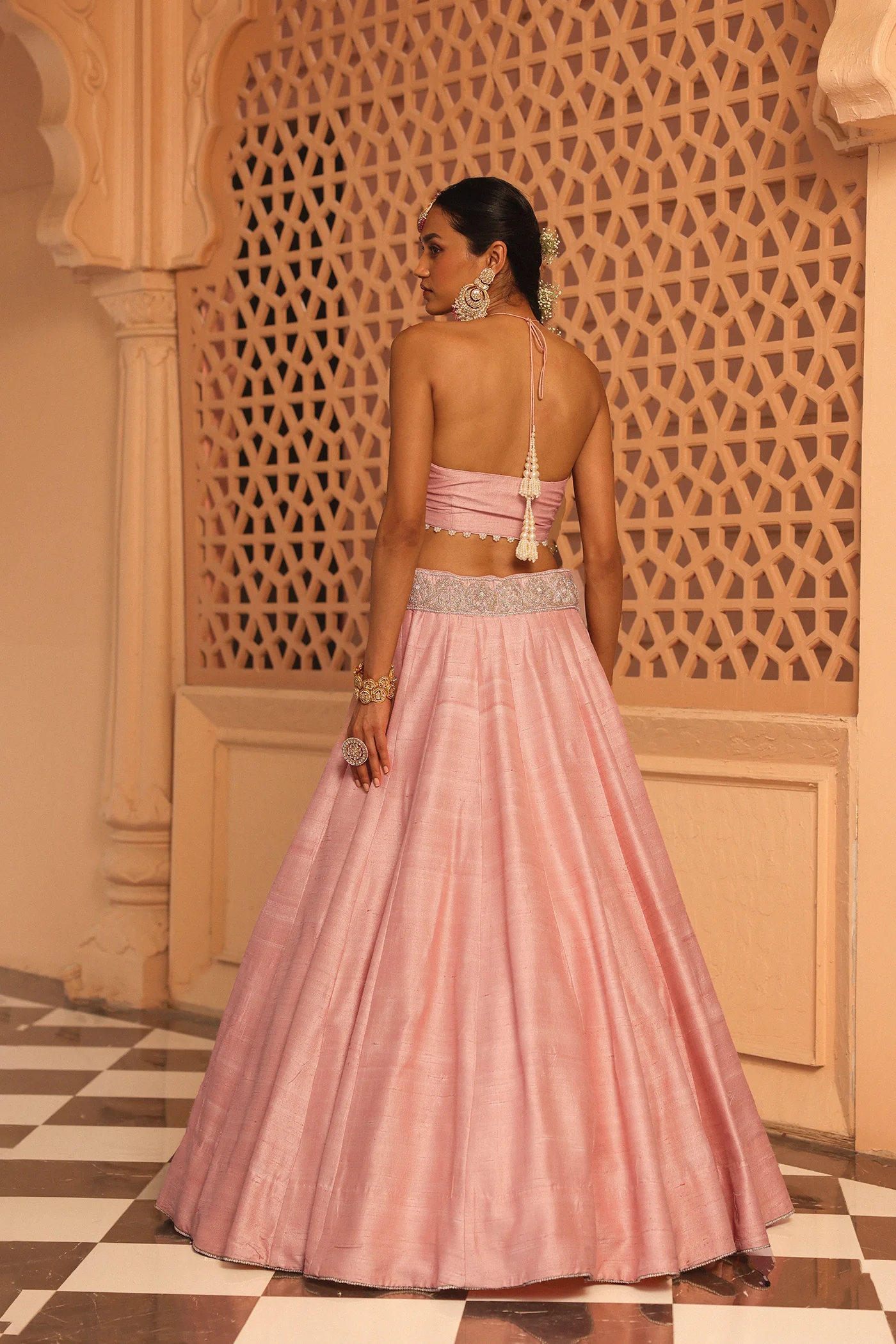 Humeyra - Rosepink Lehenga with Blouse and Dupatta - Image 6