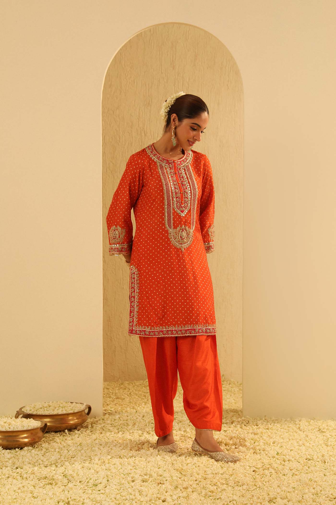 Inara - Orange Kurta with Salwar and Dupatta - Image 2