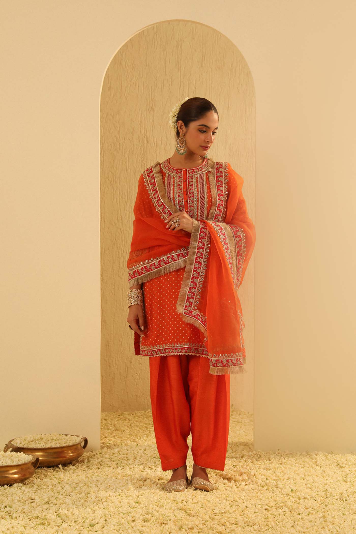 Inara - Orange Kurta with Salwar and Dupatta - Image 3