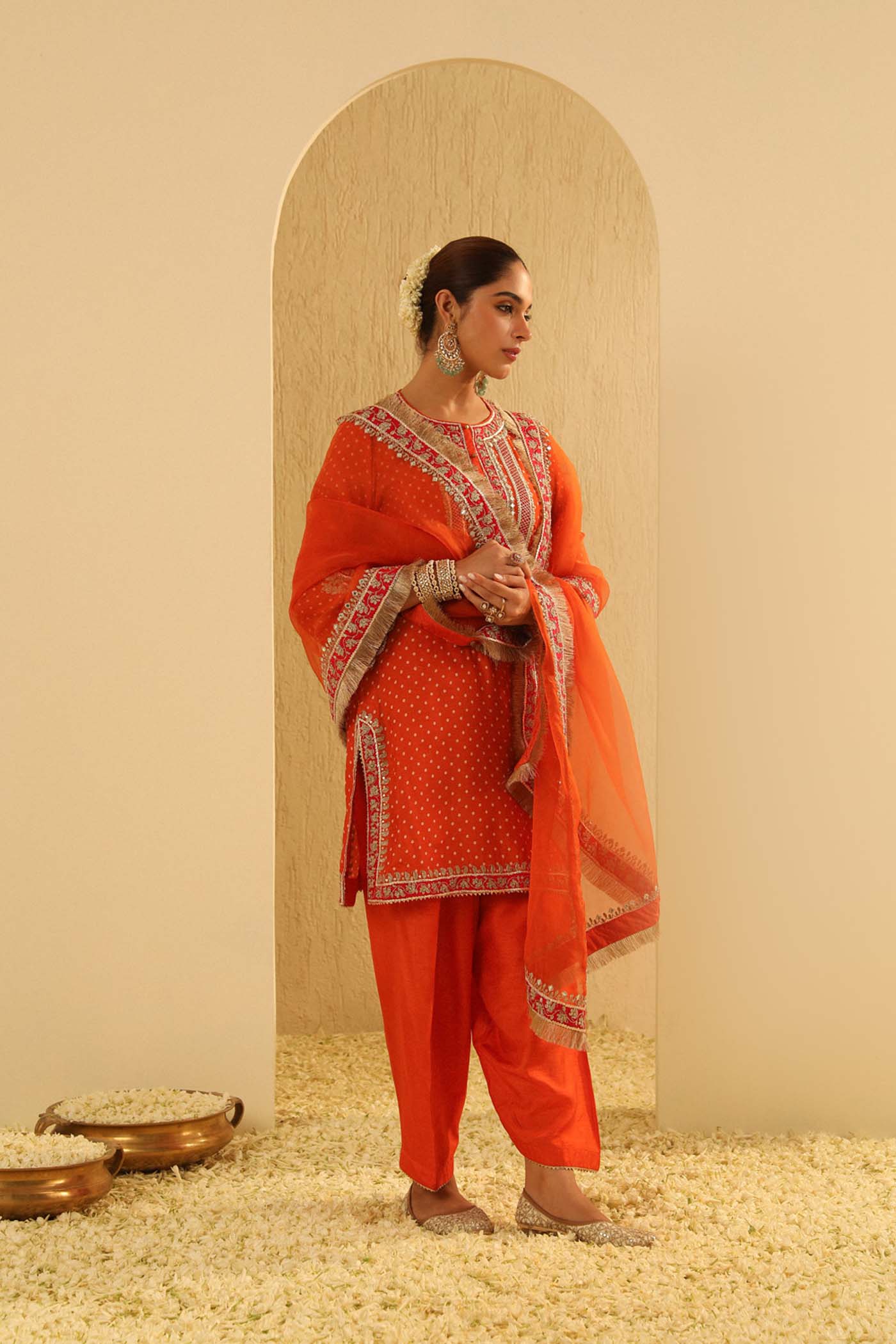 Inara - Orange Kurta with Salwar and Dupatta - Image 4